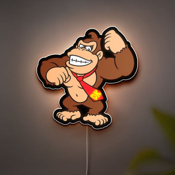 Donkey Kong Glow Sign - Nintendo Inspired LED Wall Decor, Video Game Room Light, Retro Arcade Gift for Gamers 