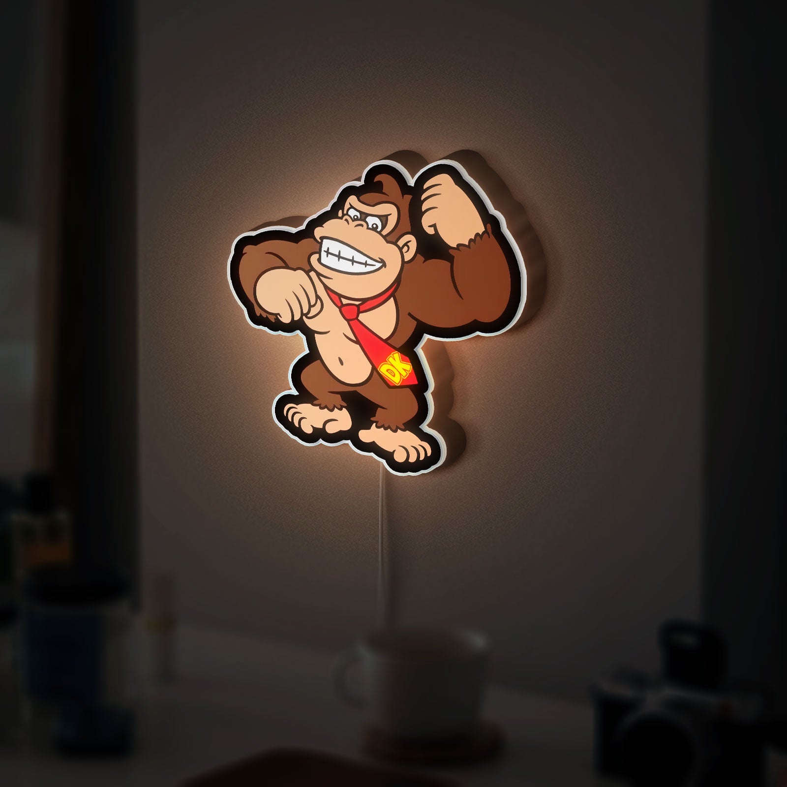 Donkey Kong Glow Sign - Nintendo Inspired LED Wall Decor, Video Game Room Light, Retro Arcade Gift for Gamers 