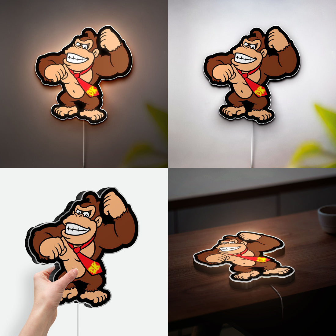 Donkey Kong Glow Sign - Nintendo Inspired LED Wall Decor, Video Game Room Light, Retro Arcade Gift for Gamers 