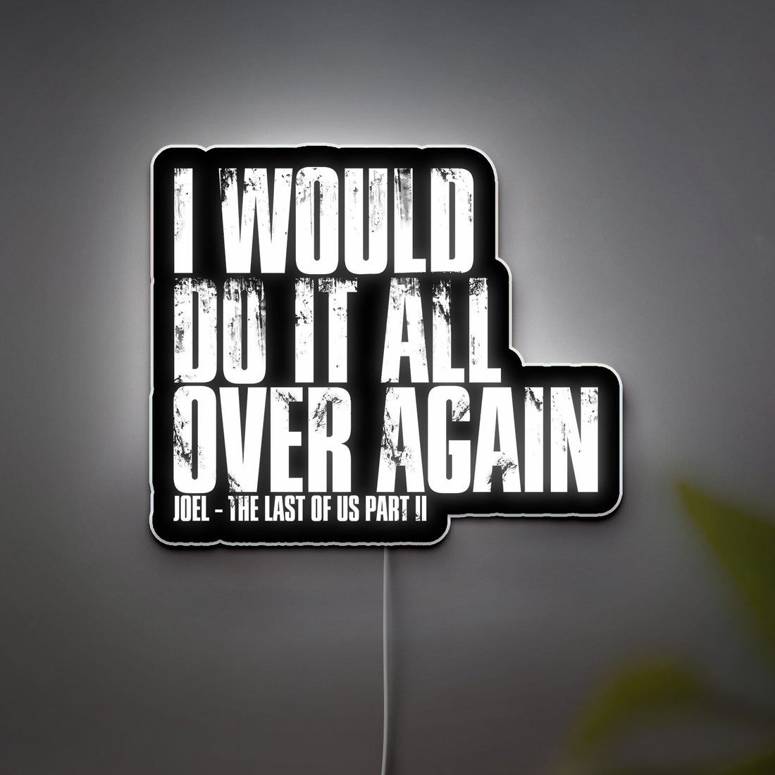 Never Back Down Glow Sign - Inspirational LED Wall Art, Motivational Quote Night Light, The Last of Us Style Decor for Gamers