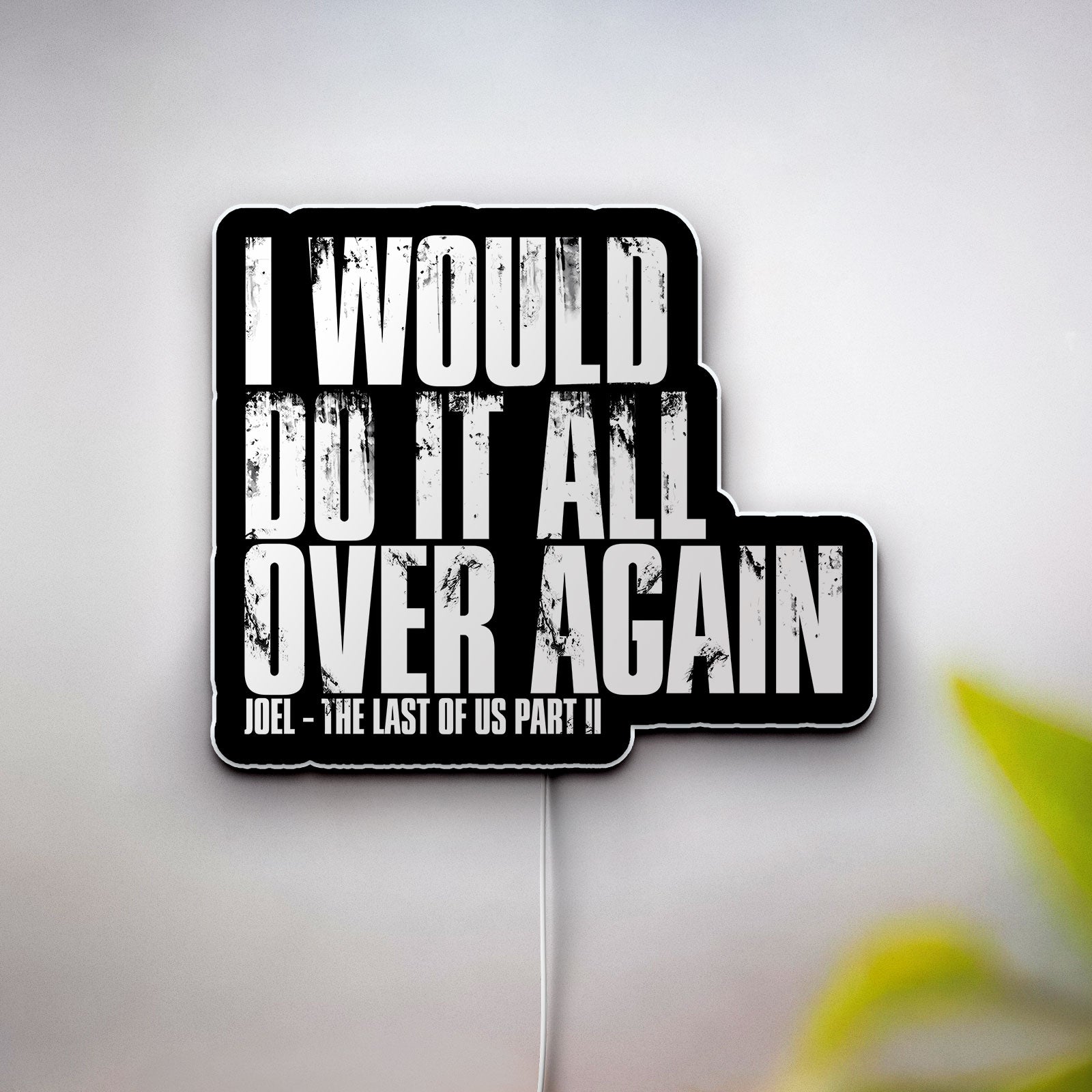 Never Back Down Glow Sign - Inspirational LED Wall Art, Motivational Quote Night Light, The Last of Us Style Decor for Gamers