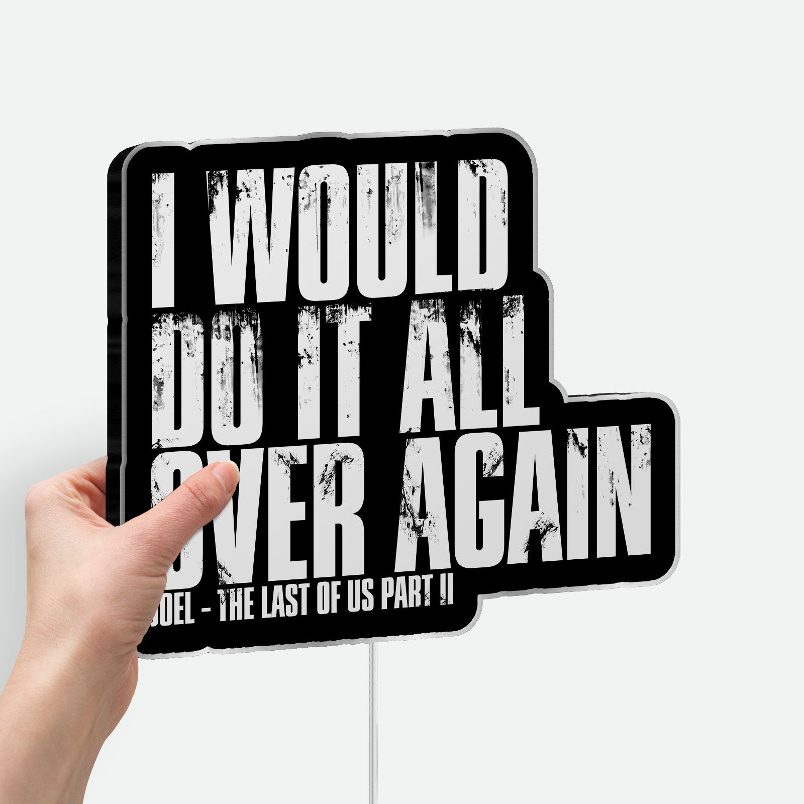 Never Back Down Glow Sign - Inspirational LED Wall Art, Motivational Quote Night Light, The Last of Us Style Decor for Gamers