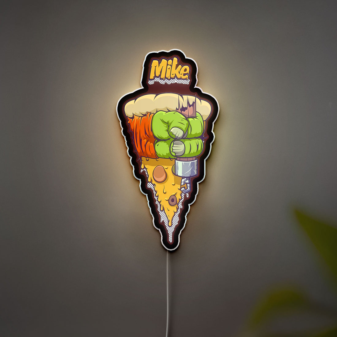 Teenage Mutant Ninja Turtles Glow Lamp - TMNT Themed Night Light, Michelangelo Pizza LED Sign, Kids Bedroom Decor & Turtle Fan Gift