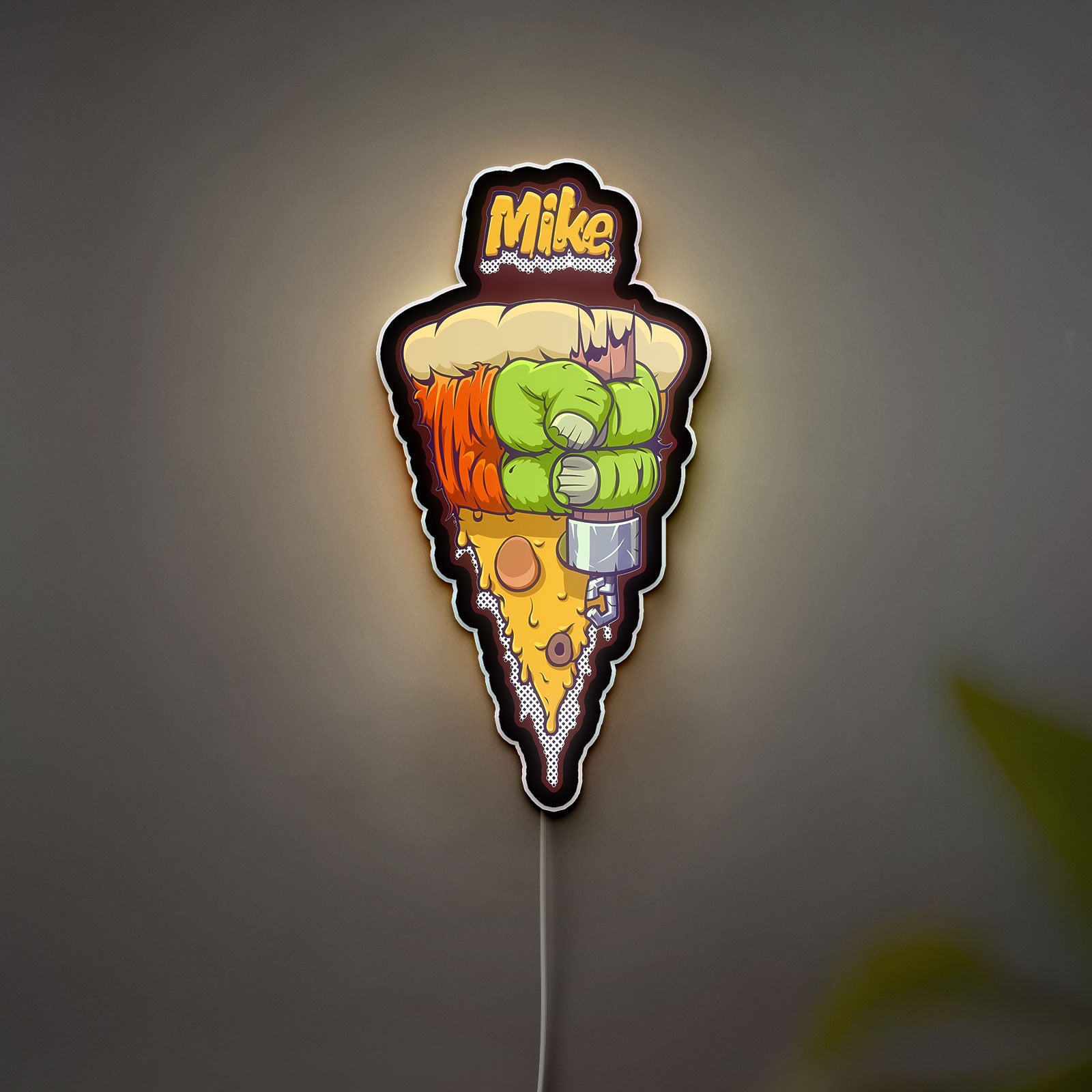 Teenage Mutant Ninja Turtles Glow Lamp - TMNT Themed Night Light, Michelangelo Pizza LED Sign, Kids Bedroom Decor & Turtle Fan Gift