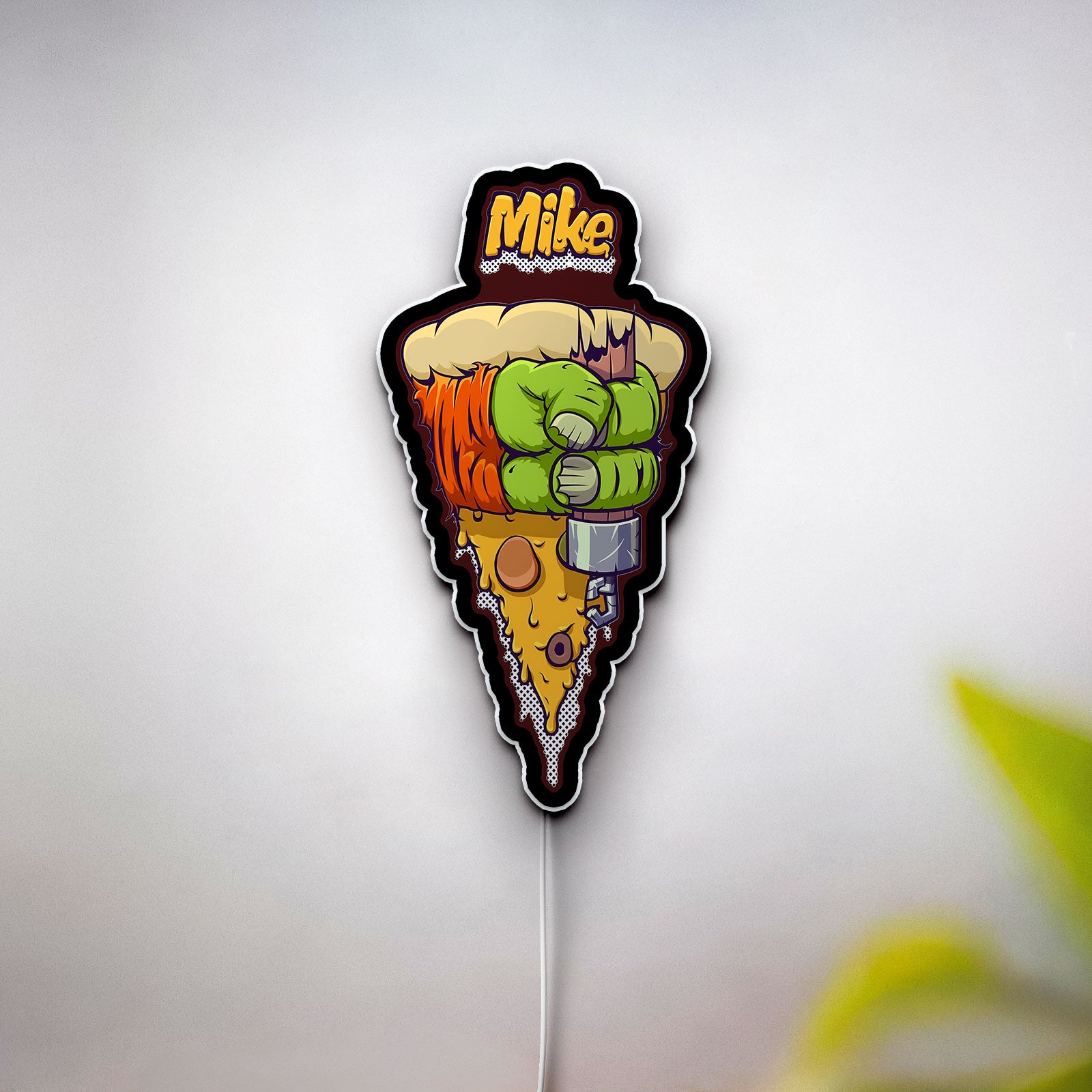 Teenage Mutant Ninja Turtles Glow Lamp - TMNT Themed Night Light, Michelangelo Pizza LED Sign, Kids Bedroom Decor & Turtle Fan Gift