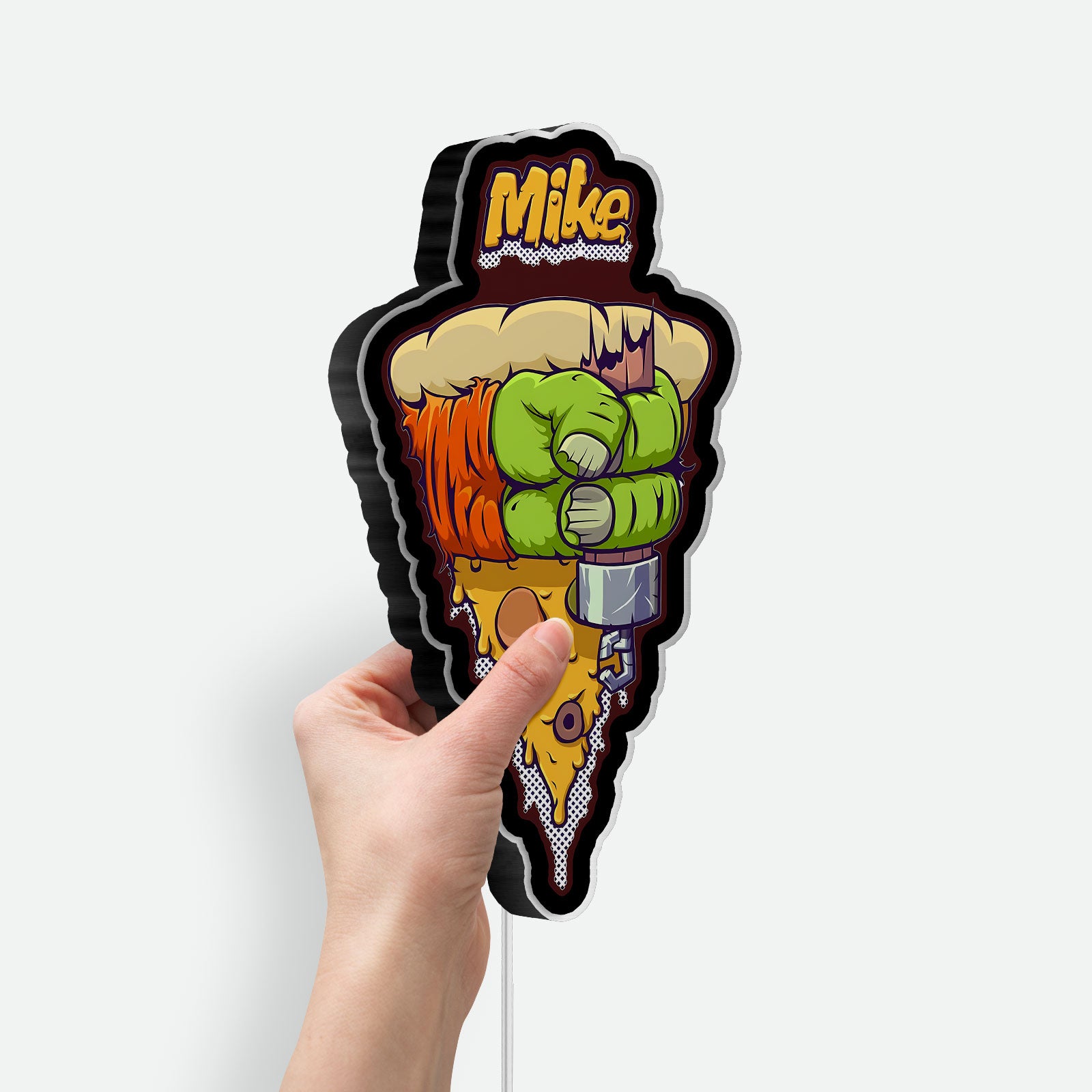 Teenage Mutant Ninja Turtles Glow Lamp - TMNT Themed Night Light, Michelangelo Pizza LED Sign, Kids Bedroom Decor & Turtle Fan Gift