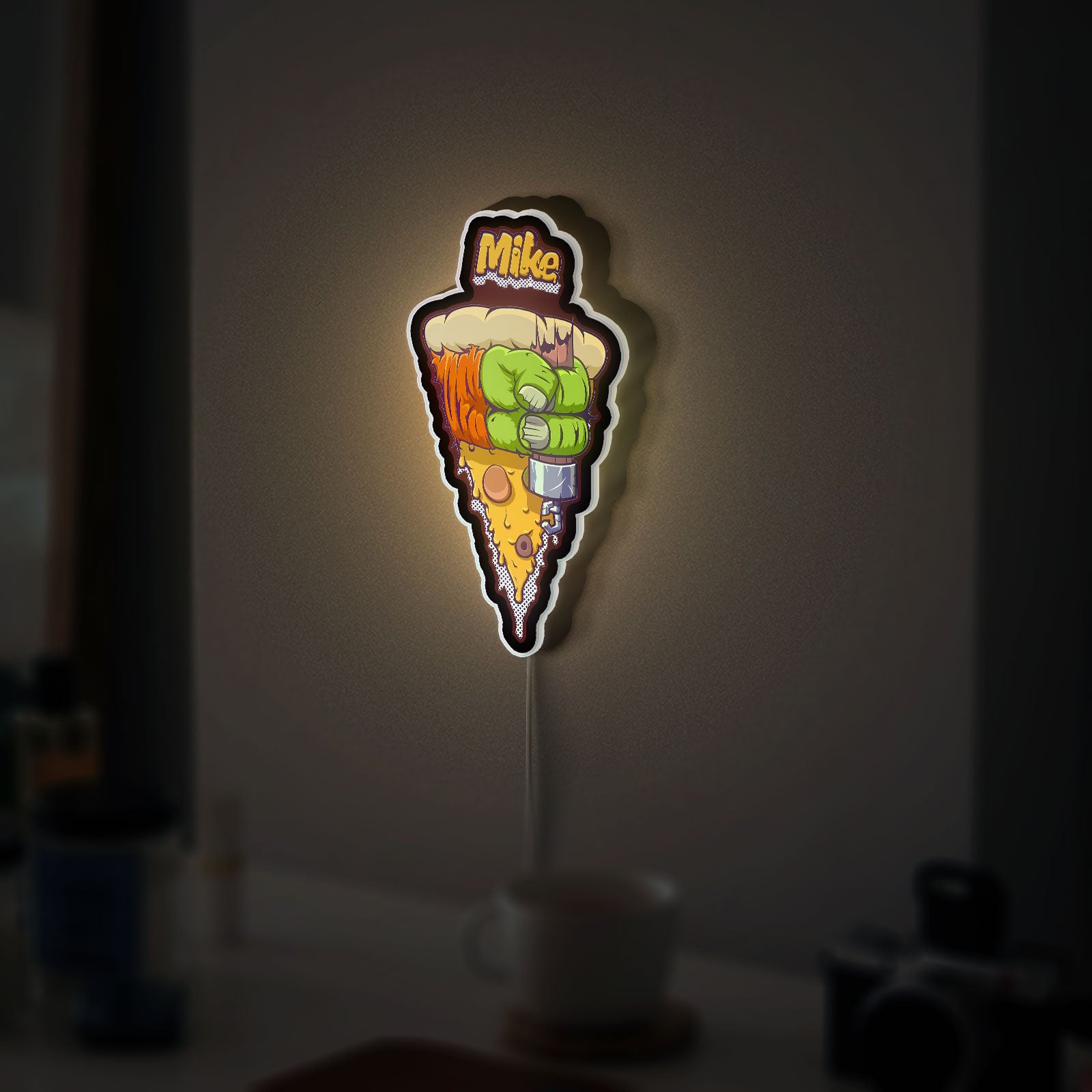 Teenage Mutant Ninja Turtles Glow Lamp - TMNT Themed Night Light, Michelangelo Pizza LED Sign, Kids Bedroom Decor & Turtle Fan Gift