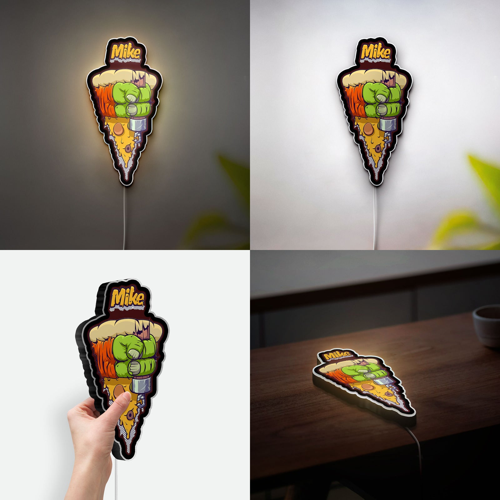 Teenage Mutant Ninja Turtles Glow Lamp - TMNT Themed Night Light, Michelangelo Pizza LED Sign, Kids Bedroom Decor & Turtle Fan Gift