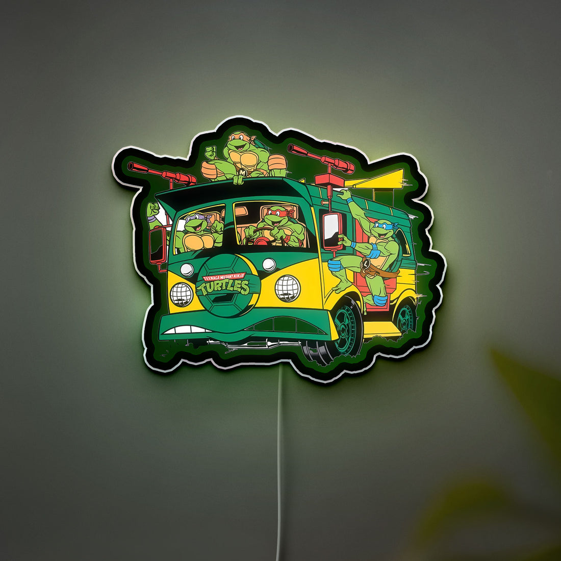 Teenage Mutant Ninja Turtles Party Wagon Glow Light - TMNT Collectible Night Lamp, Turtle Van LED Sign for 80s Kids Room Decor
