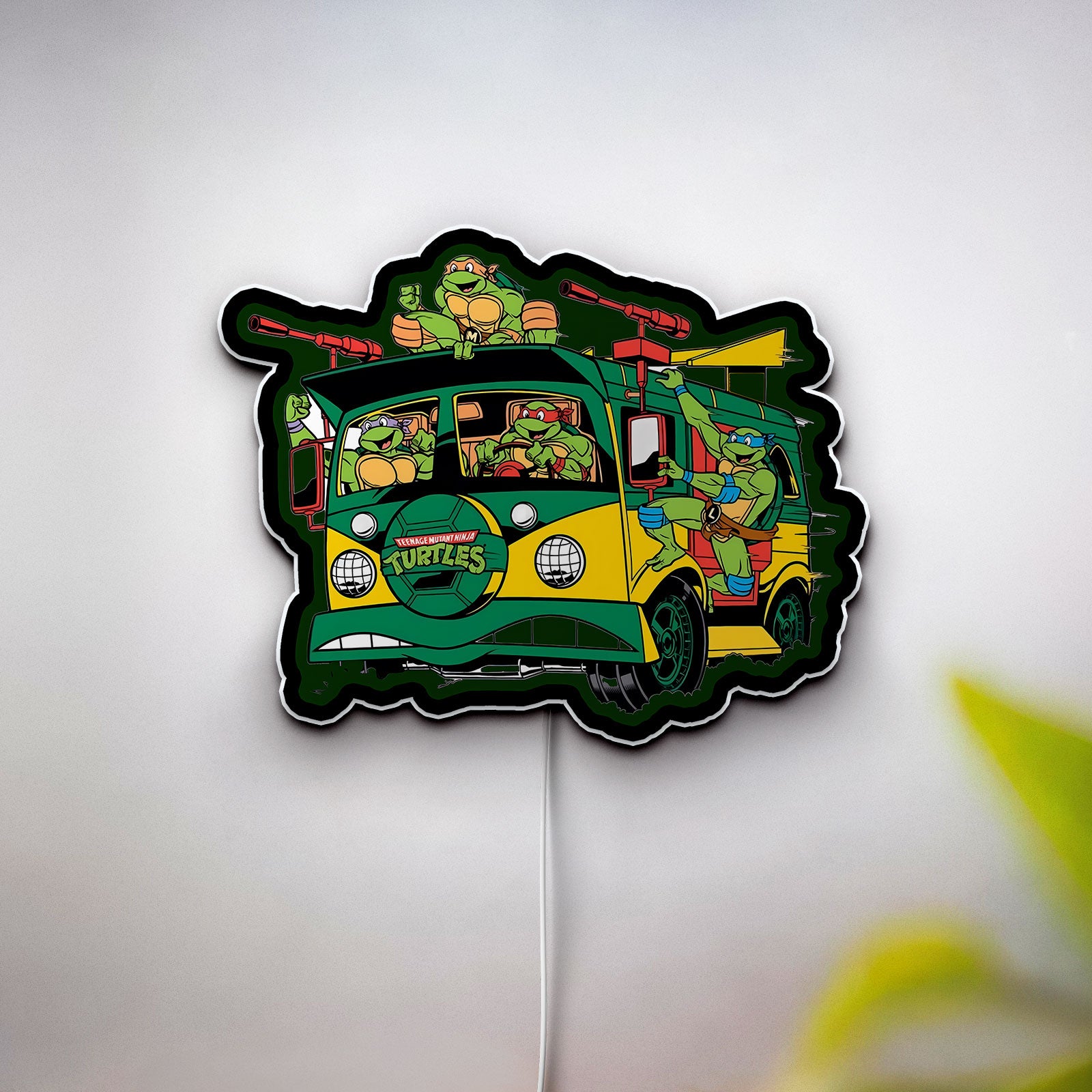 Teenage Mutant Ninja Turtles Party Wagon Glow Light - TMNT Collectible Night Lamp, Turtle Van LED Sign for 80s Kids Room Decor