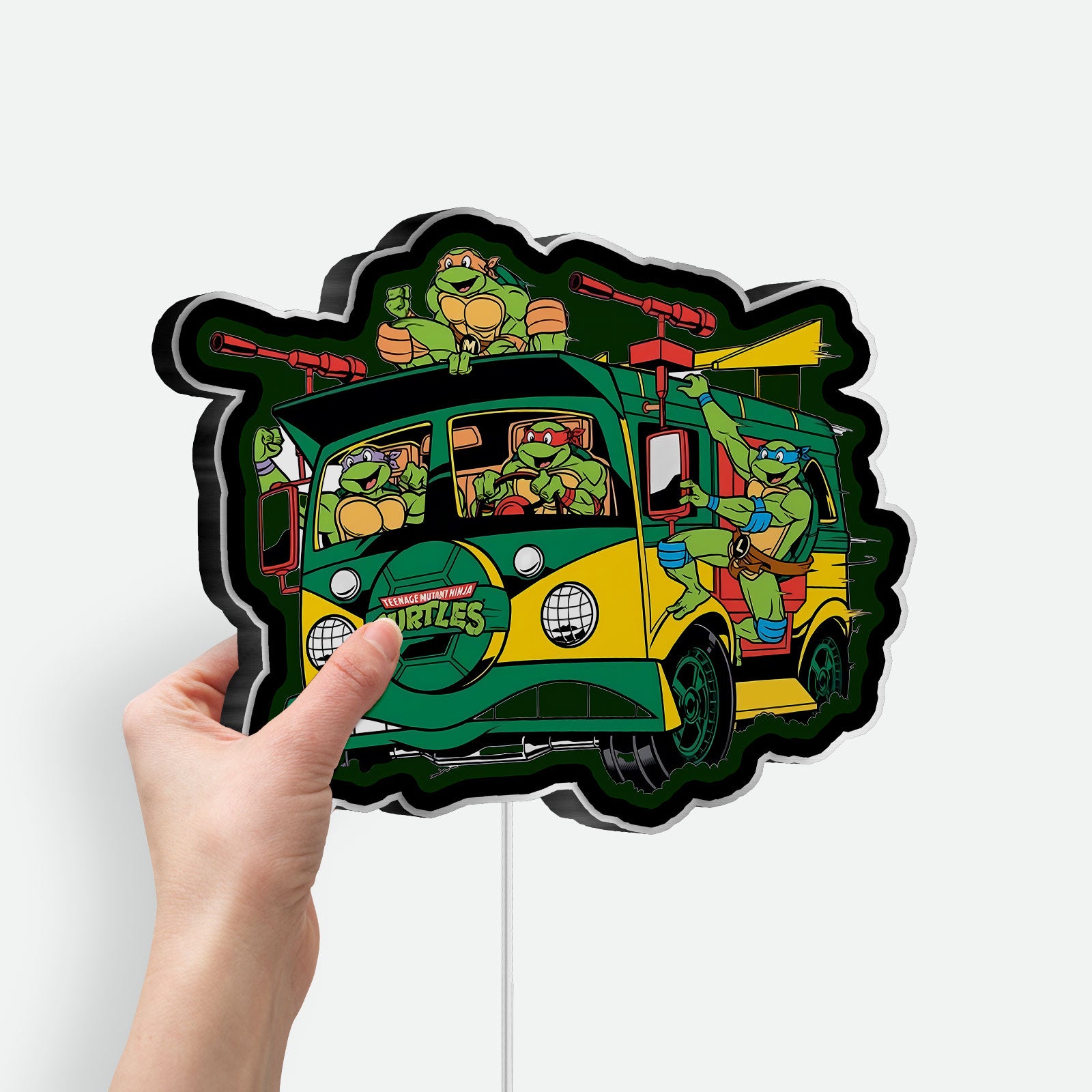 Teenage Mutant Ninja Turtles Party Wagon Glow Light - TMNT Collectible Night Lamp, Turtle Van LED Sign for 80s Kids Room Decor