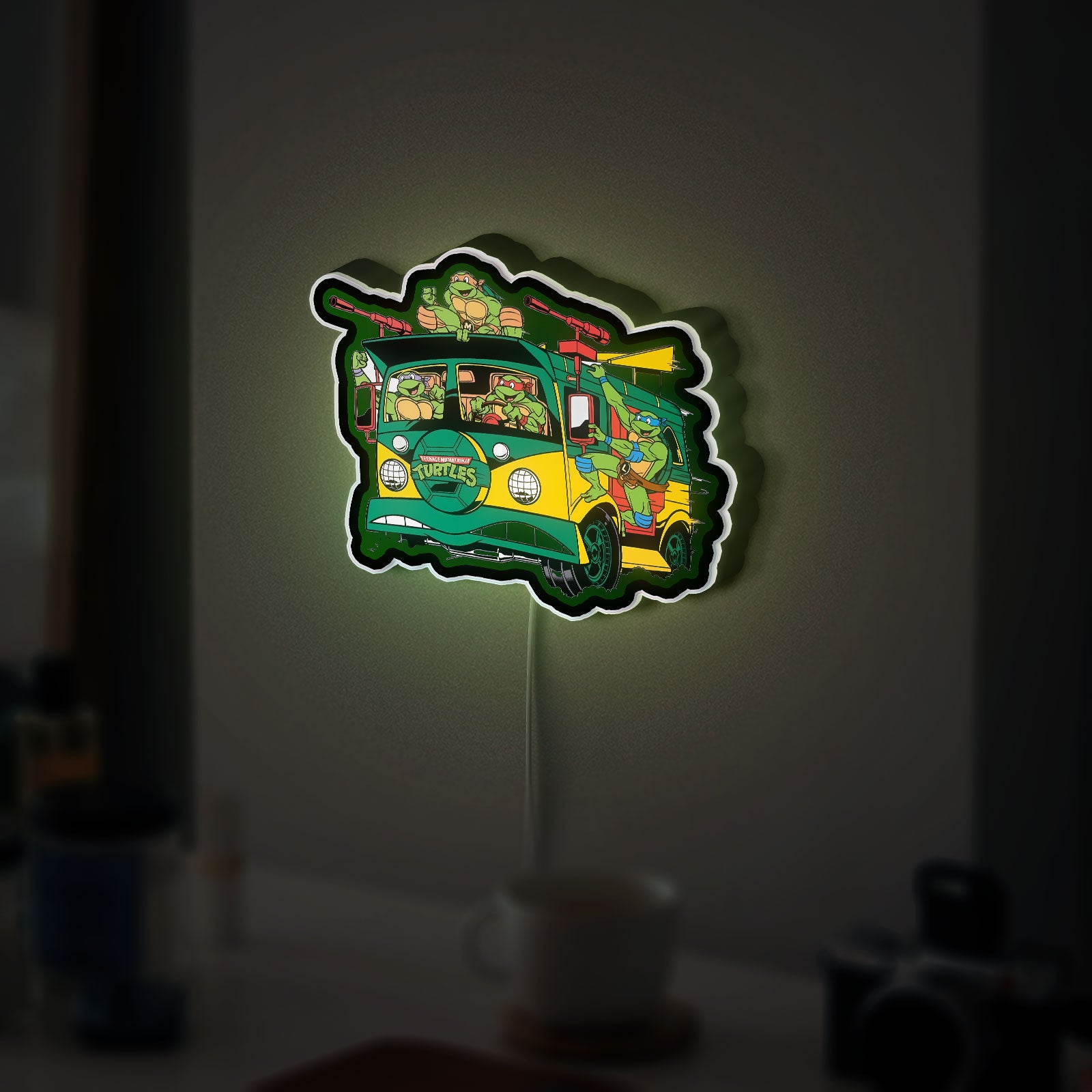 Teenage Mutant Ninja Turtles Party Wagon Glow Light - TMNT Collectible Night Lamp, Turtle Van LED Sign for 80s Kids Room Decor