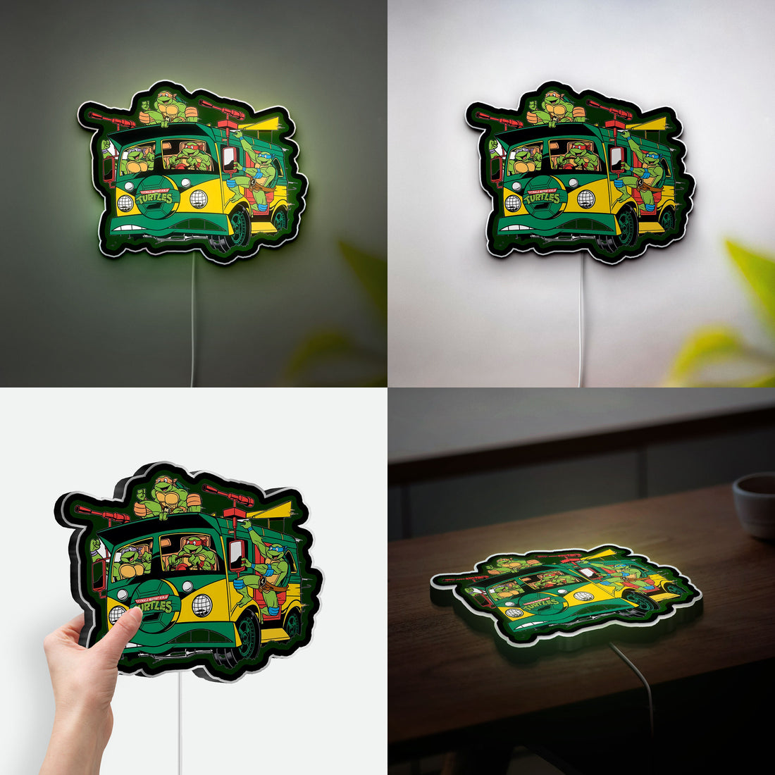 Teenage Mutant Ninja Turtles Party Wagon Glow Light - TMNT Collectible Night Lamp, Turtle Van LED Sign for 80s Kids Room Decor