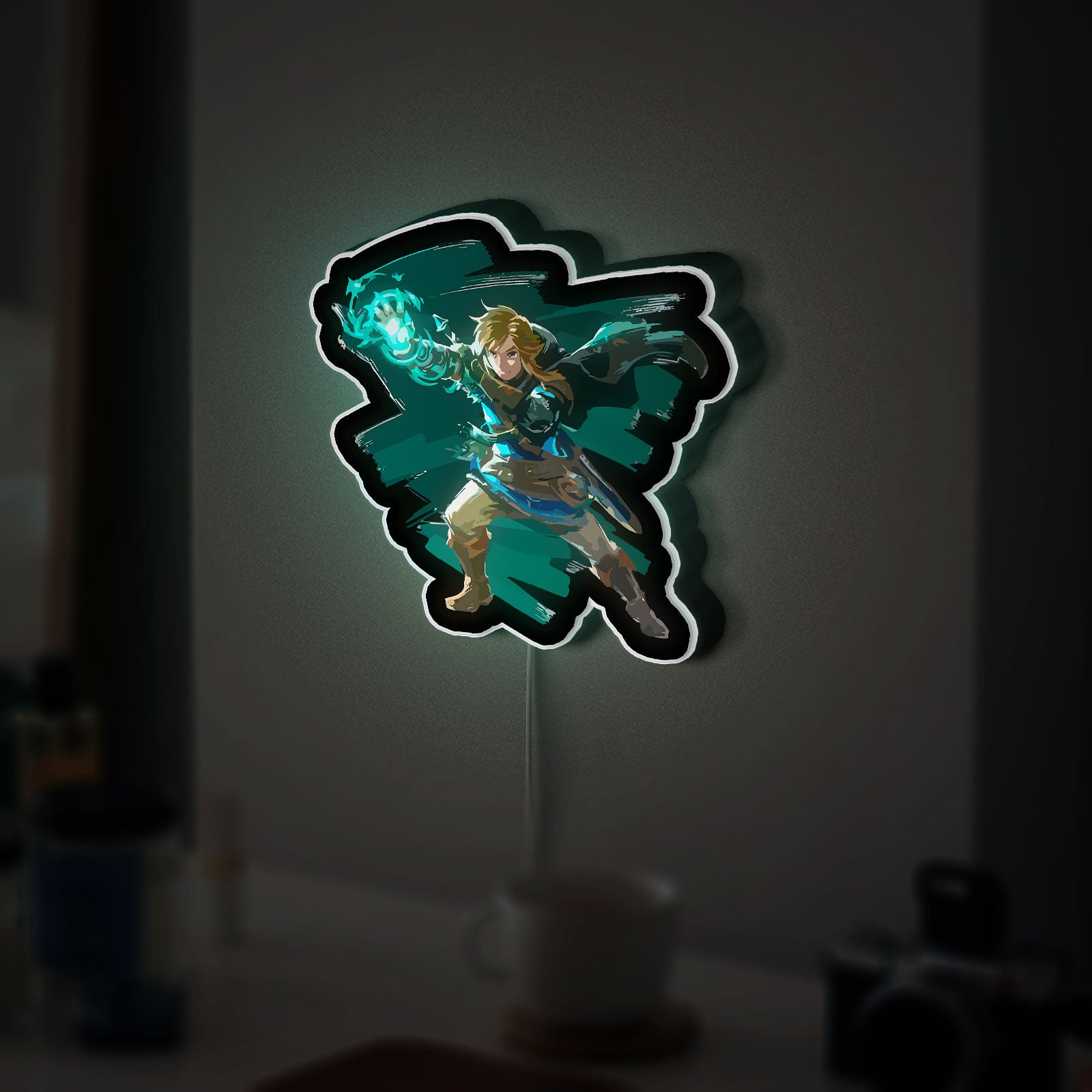 Zelda Link Glow Lamp - Legend of Zelda Night Light, Nintendo Gaming Room Decor, Triforce LED Sign for Zelda Fans