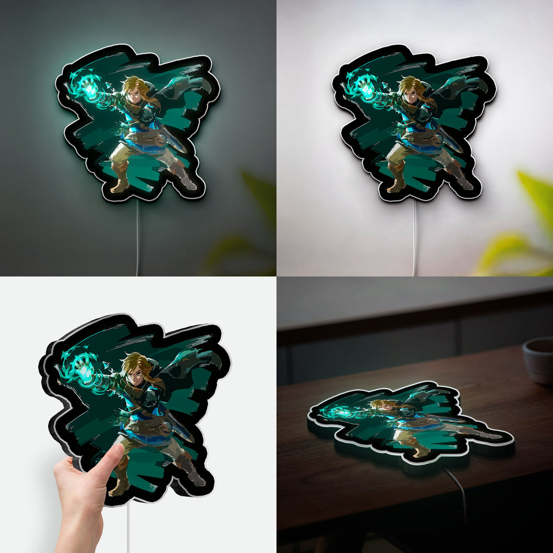 Zelda Link Glow Lamp - Legend of Zelda Night Light, Nintendo Gaming Room Decor, Triforce LED Sign for Zelda Fans