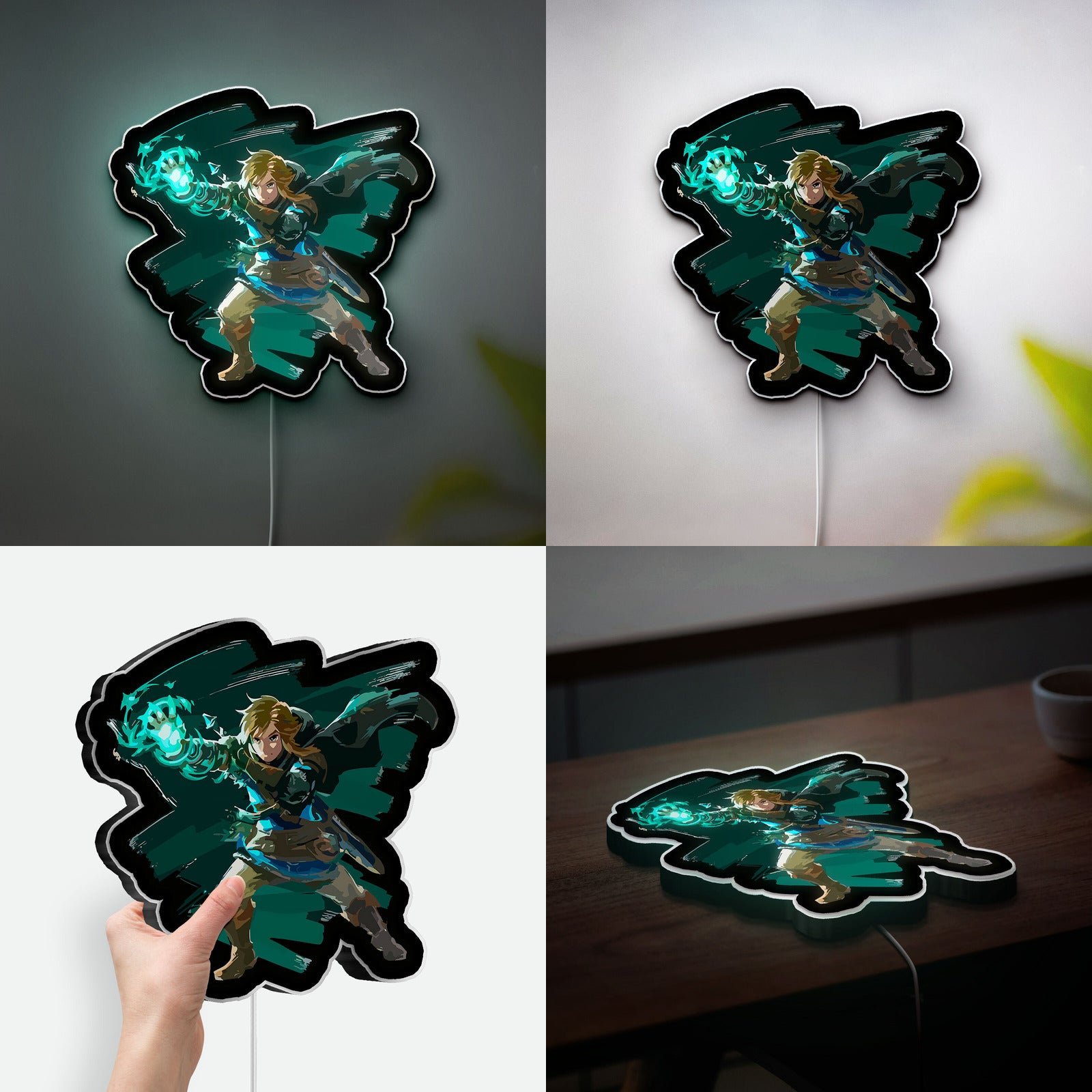 Zelda Link Glow Lamp - Legend of Zelda Night Light, Nintendo Gaming Room Decor, Triforce LED Sign for Zelda Fans