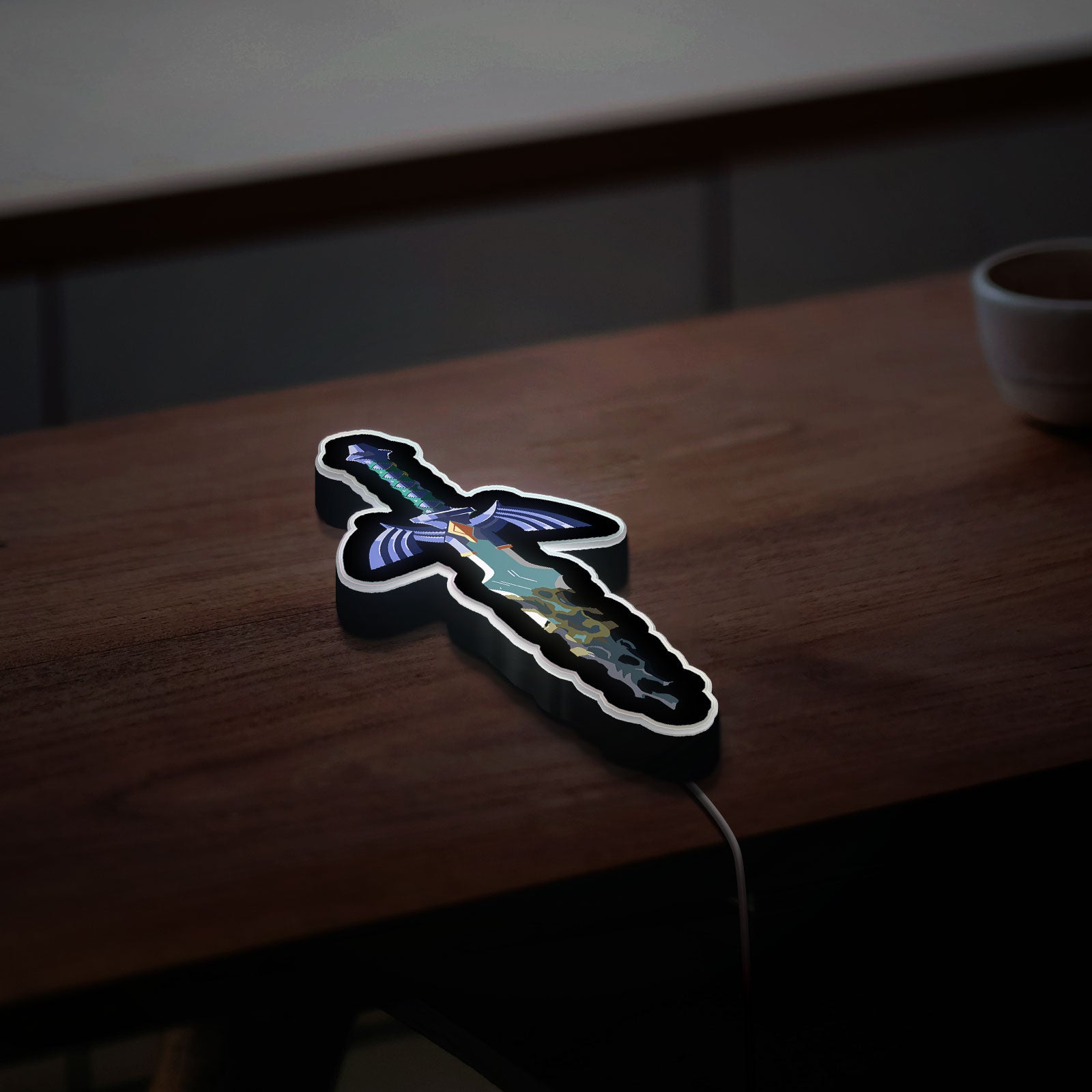 Master Sword Glow Lamp - Zelda: Tears of the Kingdom Inspired Night Light, Hylian Shield Design LED Decor for Gaming Room