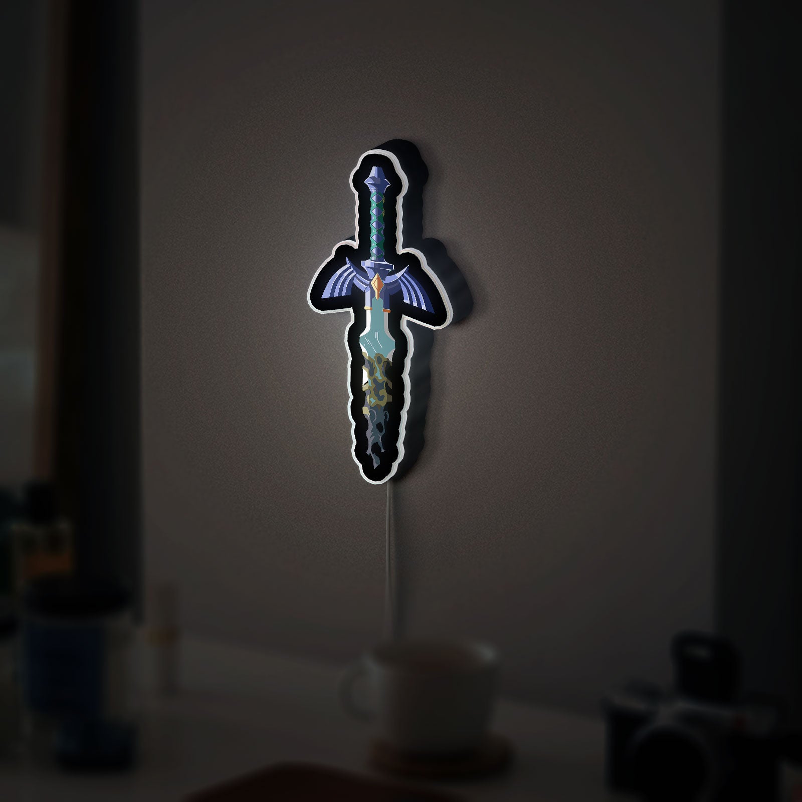 Master Sword Glow Lamp - Zelda: Tears of the Kingdom Inspired Night Light, Hylian Shield Design LED Decor for Gaming Room