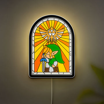 Zelda Stained Glass Glow Lamp - Wind Waker Inspired Night Light, Nintendo Gaming Decor, Legend of Zelda Collectible for Fans