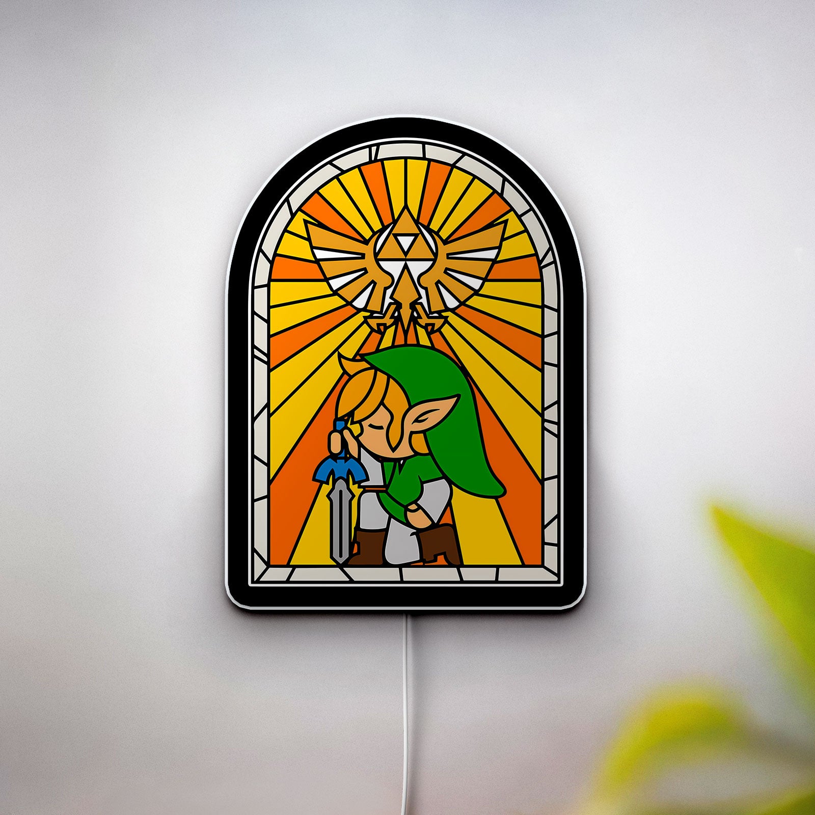Zelda Stained Glass Glow Lamp - Wind Waker Inspired Night Light, Nintendo Gaming Decor, Legend of Zelda Collectible for Fans