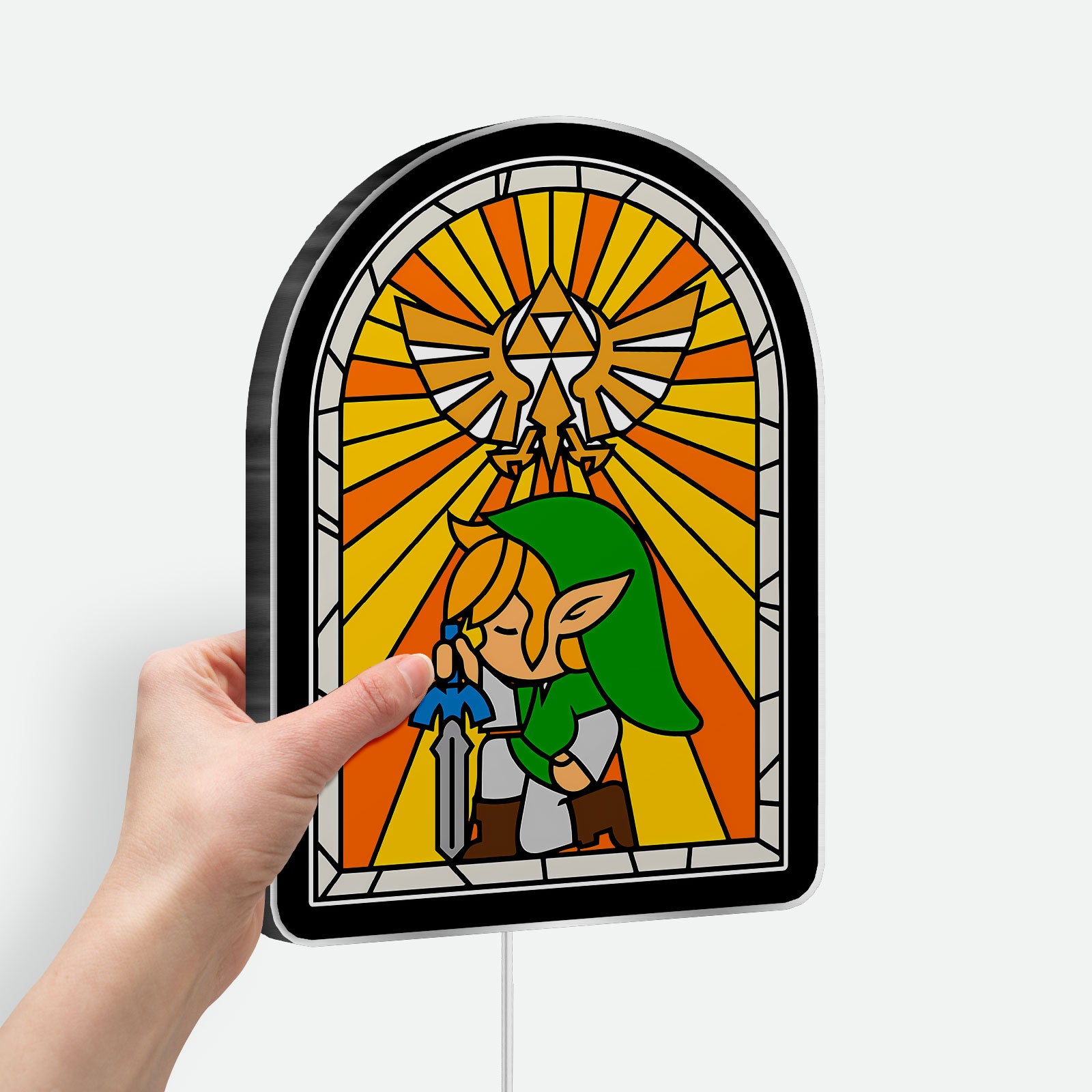 Zelda Stained Glass Glow Lamp - Wind Waker Inspired Night Light, Nintendo Gaming Decor, Legend of Zelda Collectible for Fans