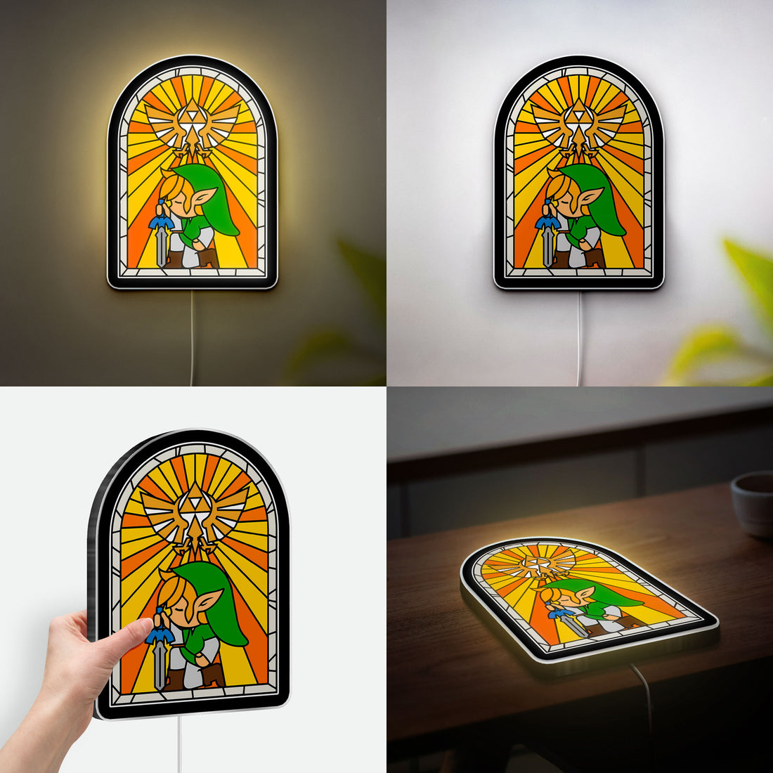 Zelda Stained Glass Glow Lamp - Wind Waker Inspired Night Light, Nintendo Gaming Decor, Legend of Zelda Collectible for Fans