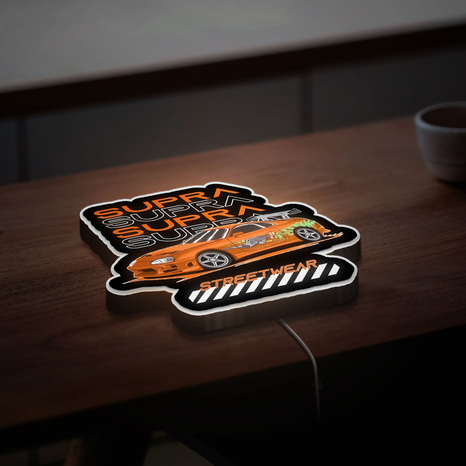 Paul Walker Tribute Supra Glow Light - Fast & Furious Inspired LED Sign, JDM Car Lover Gift, Automotive Bedroom Decor