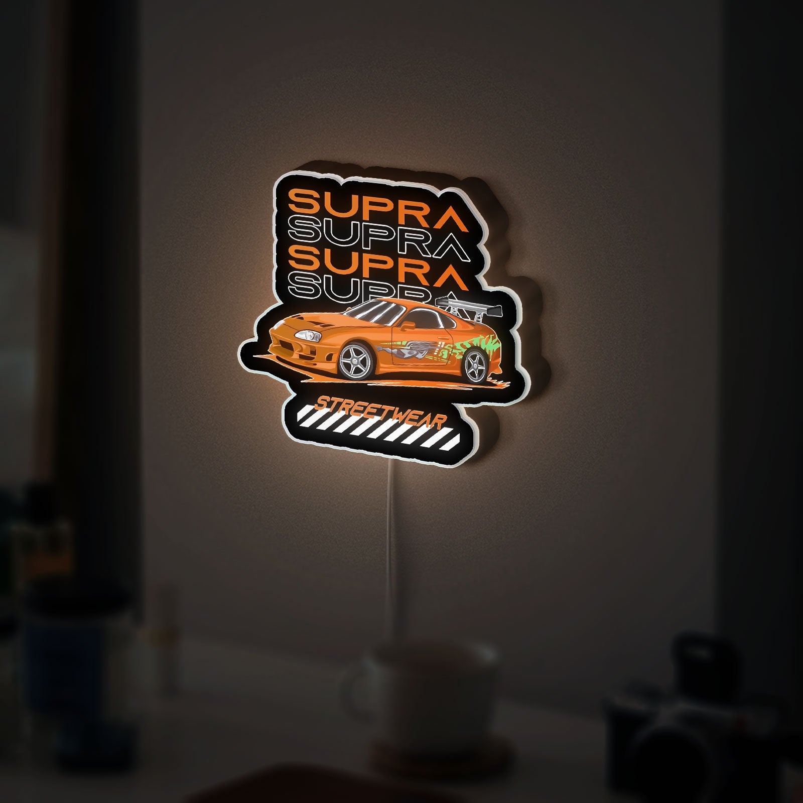 Paul Walker Tribute Supra Glow Light - Fast & Furious Inspired LED Sign, JDM Car Lover Gift, Automotive Bedroom Decor