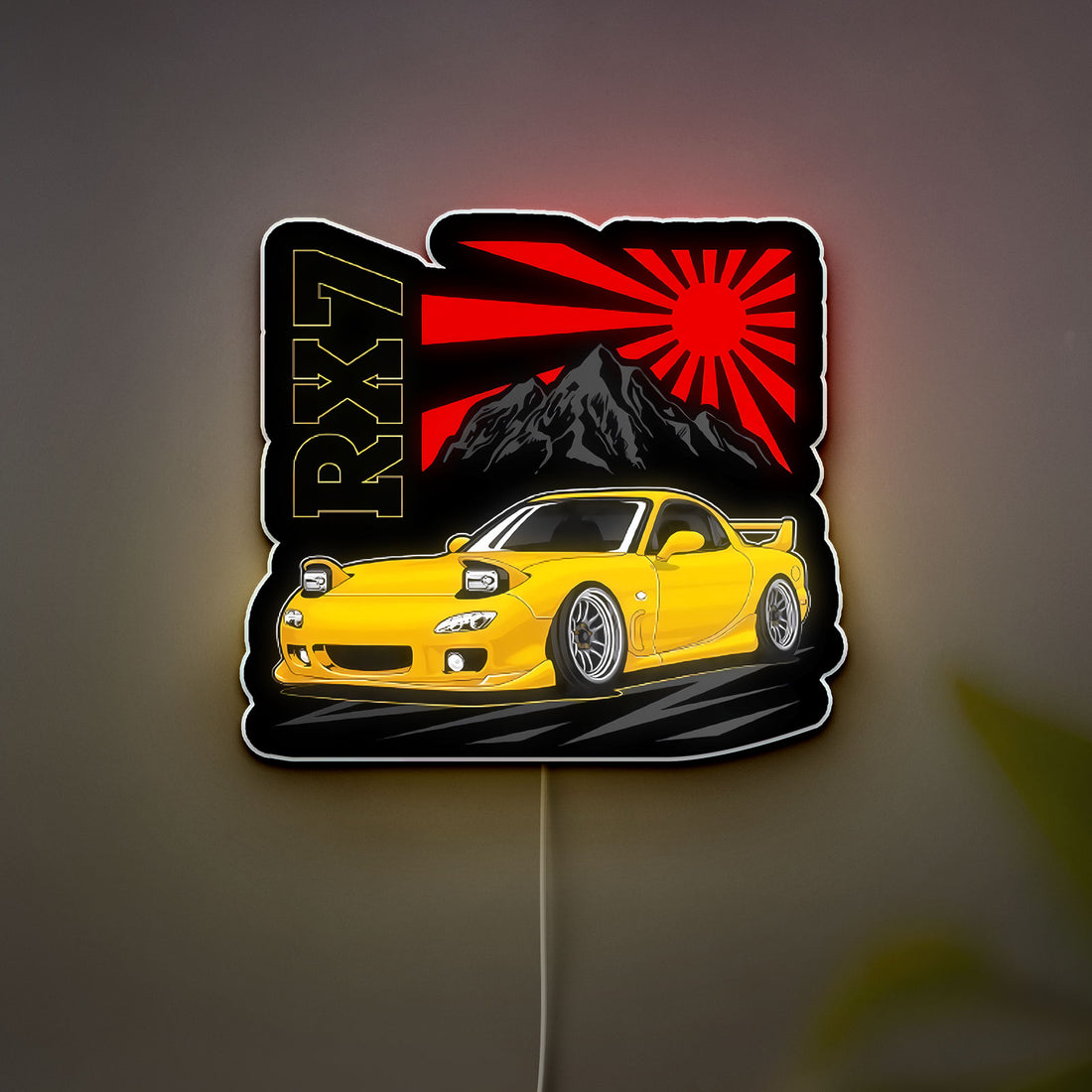 RX-7 FD3S Glow Light - JDM Car Enthusiast Night Lamp, Keisuke Takahashi Initial D Inspired LED Sign, Japanese Drift Culture Decor