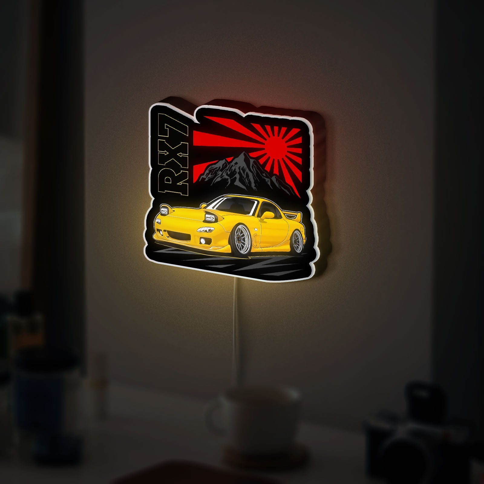 RX-7 FD3S Glow Light - JDM Car Enthusiast Night Lamp, Keisuke Takahashi Initial D Inspired LED Sign, Japanese Drift Culture Decor