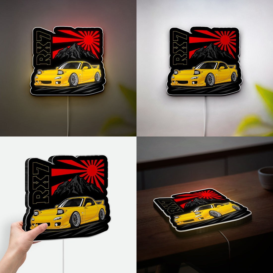RX-7 FD3S Glow Light - JDM Car Enthusiast Night Lamp, Keisuke Takahashi Initial D Inspired LED Sign, Japanese Drift Culture Decor