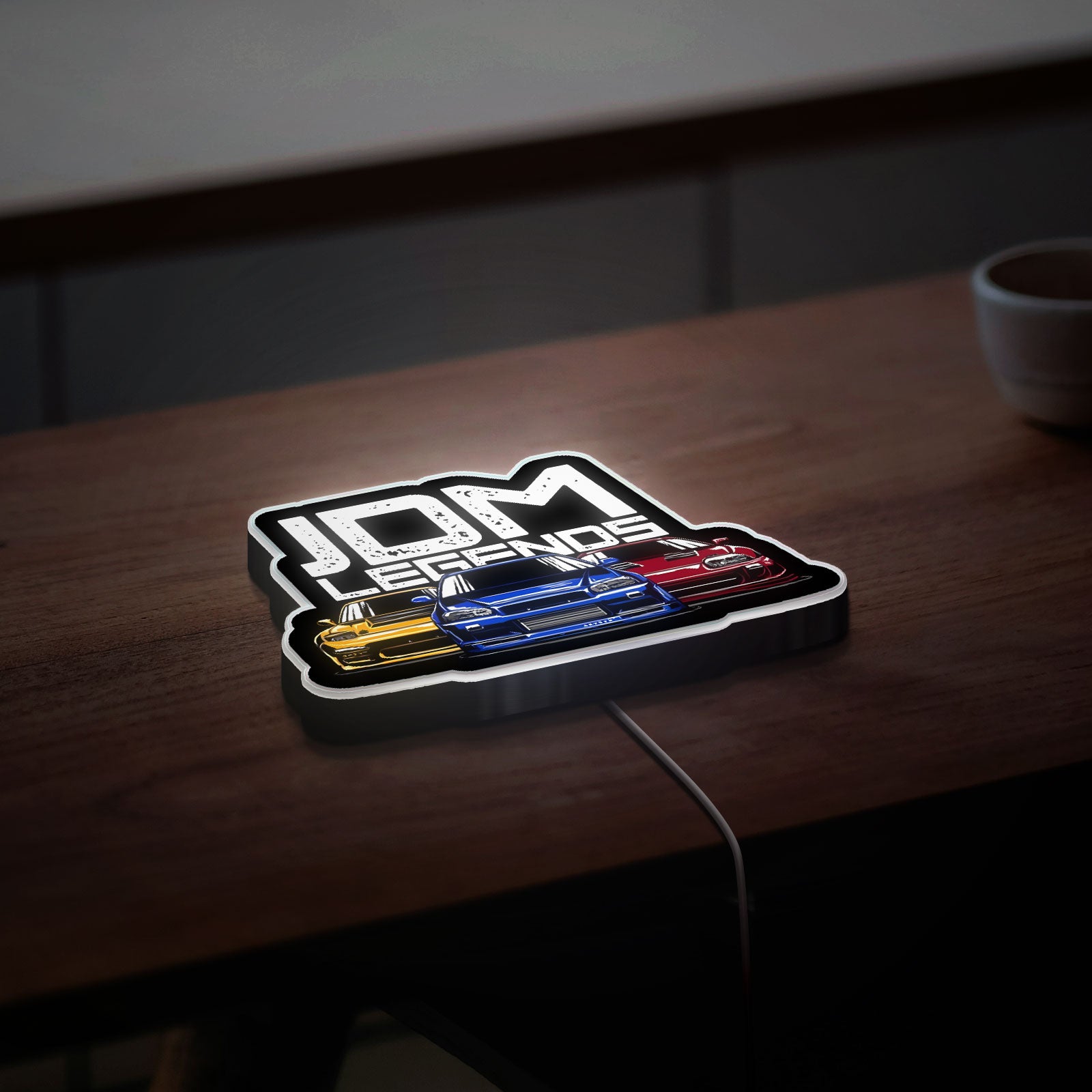JDM Car Glow Light - Japanese Import Style LED Sign, Automotive Garage Decor, Tuner Culture Night Light for Car Enthusiasts