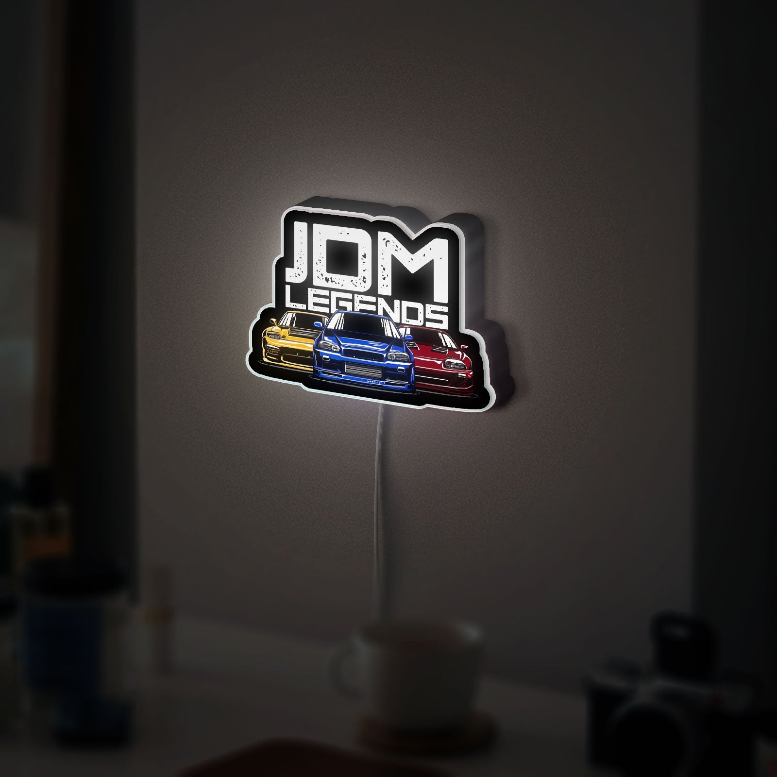 JDM Car Glow Light - Japanese Import Style LED Sign, Automotive Garage Decor, Tuner Culture Night Light for Car Enthusiasts