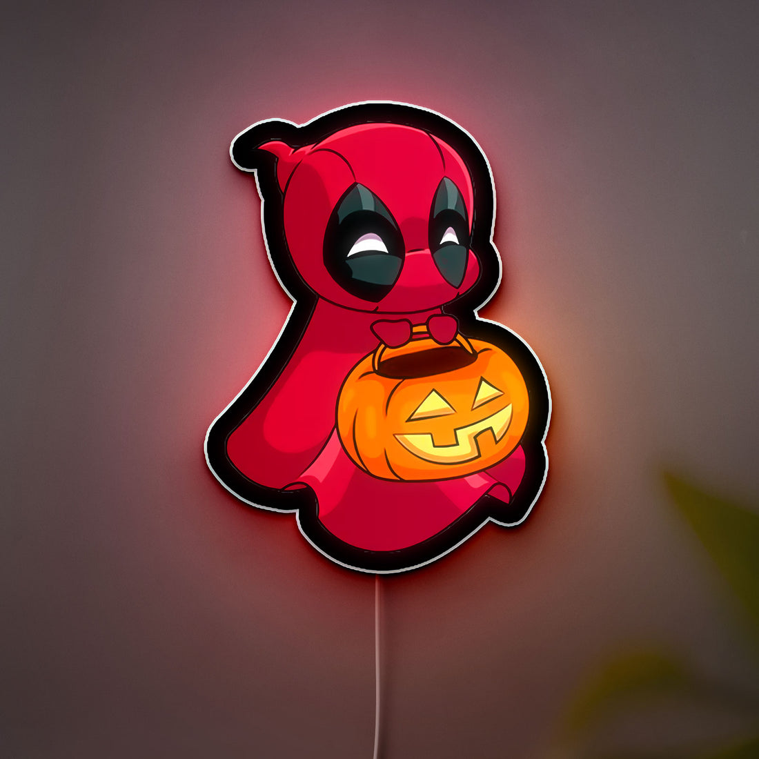 Deadpool Ghost Glow Light - Marvel Halloween Night Lamp, Funny Superhero Decor, Cute Spooky LED Sign for Comic Fans