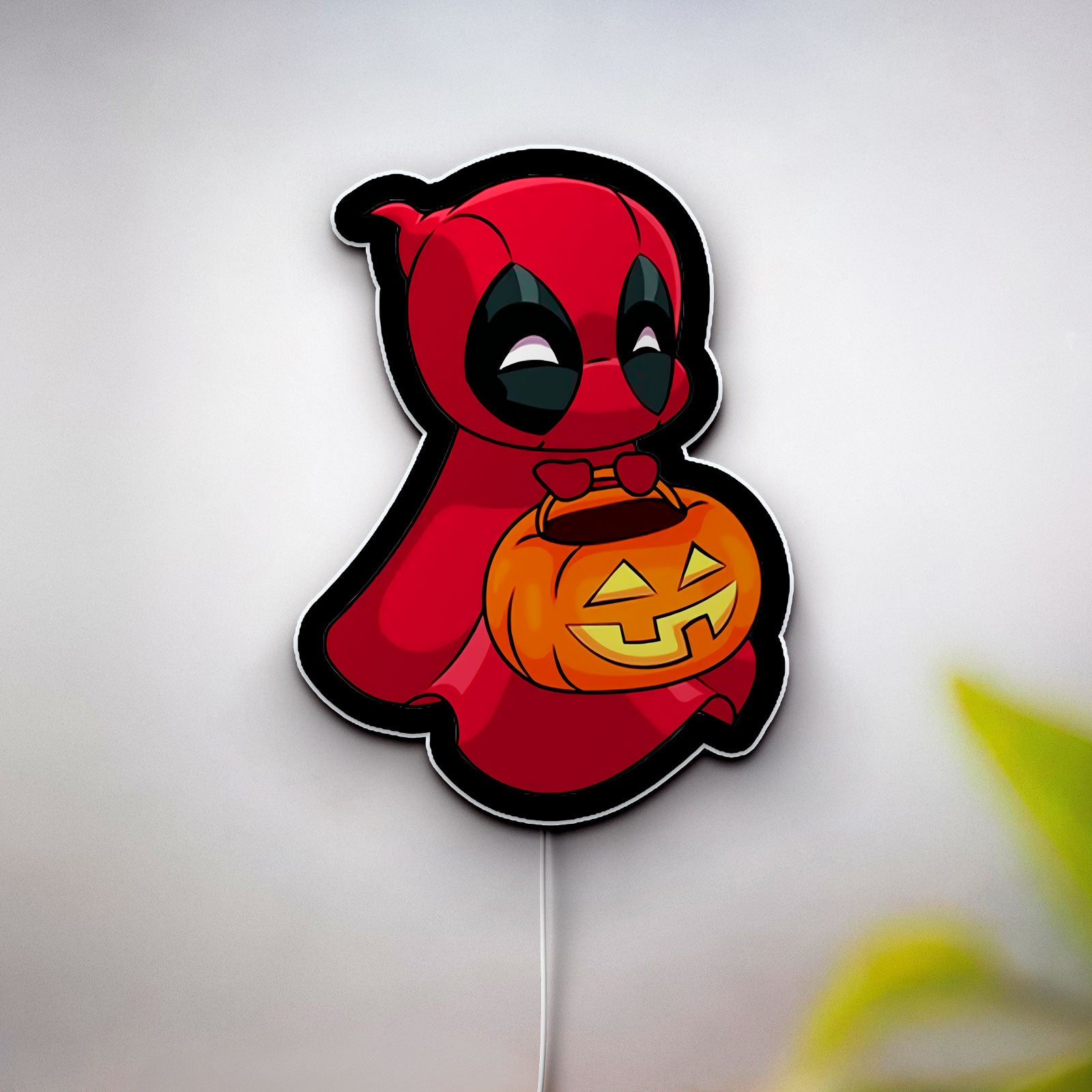 Deadpool Ghost Glow Light - Marvel Halloween Night Lamp, Funny Superhero Decor, Cute Spooky LED Sign for Comic Fans