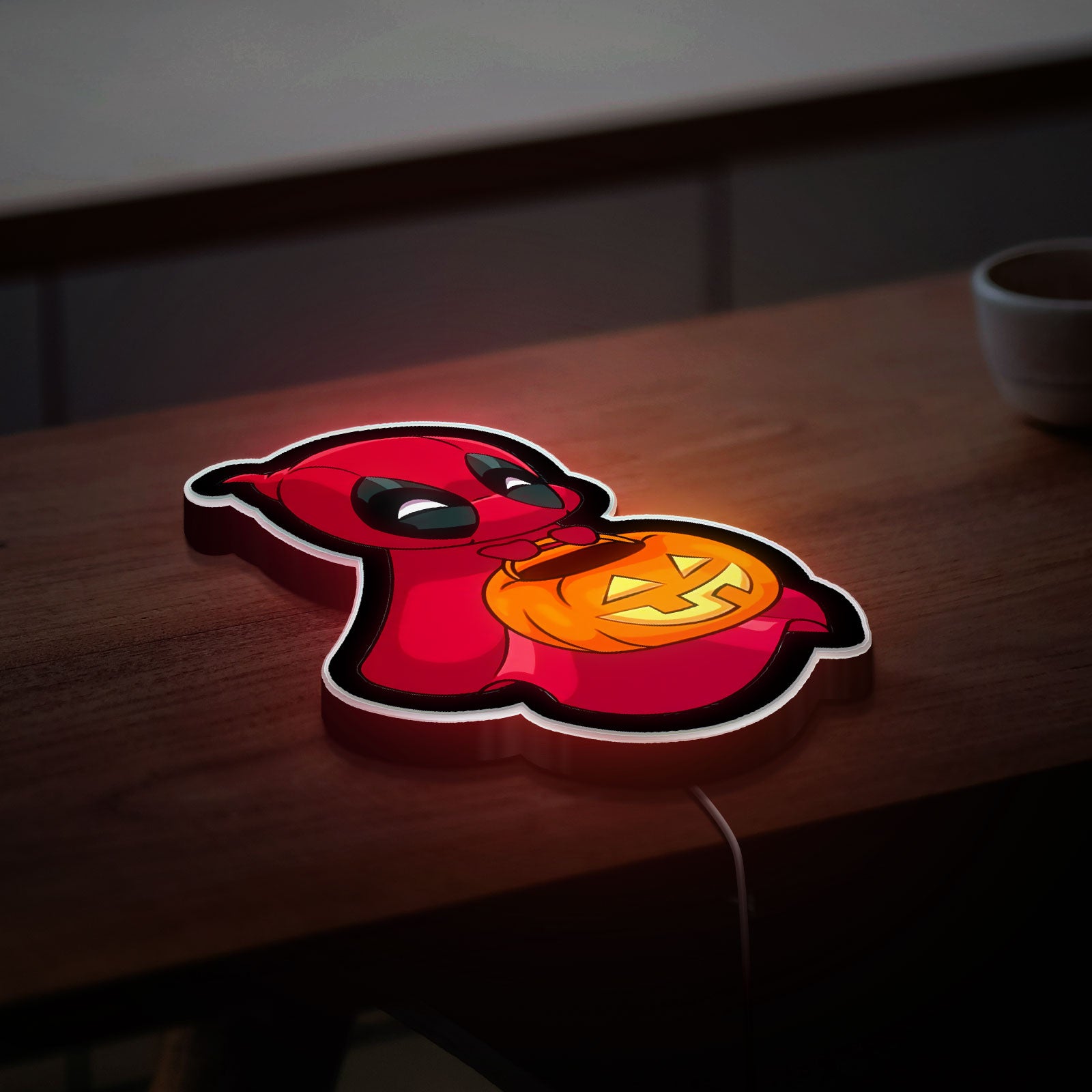 Deadpool Ghost Glow Light - Marvel Halloween Night Lamp, Funny Superhero Decor, Cute Spooky LED Sign for Comic Fans