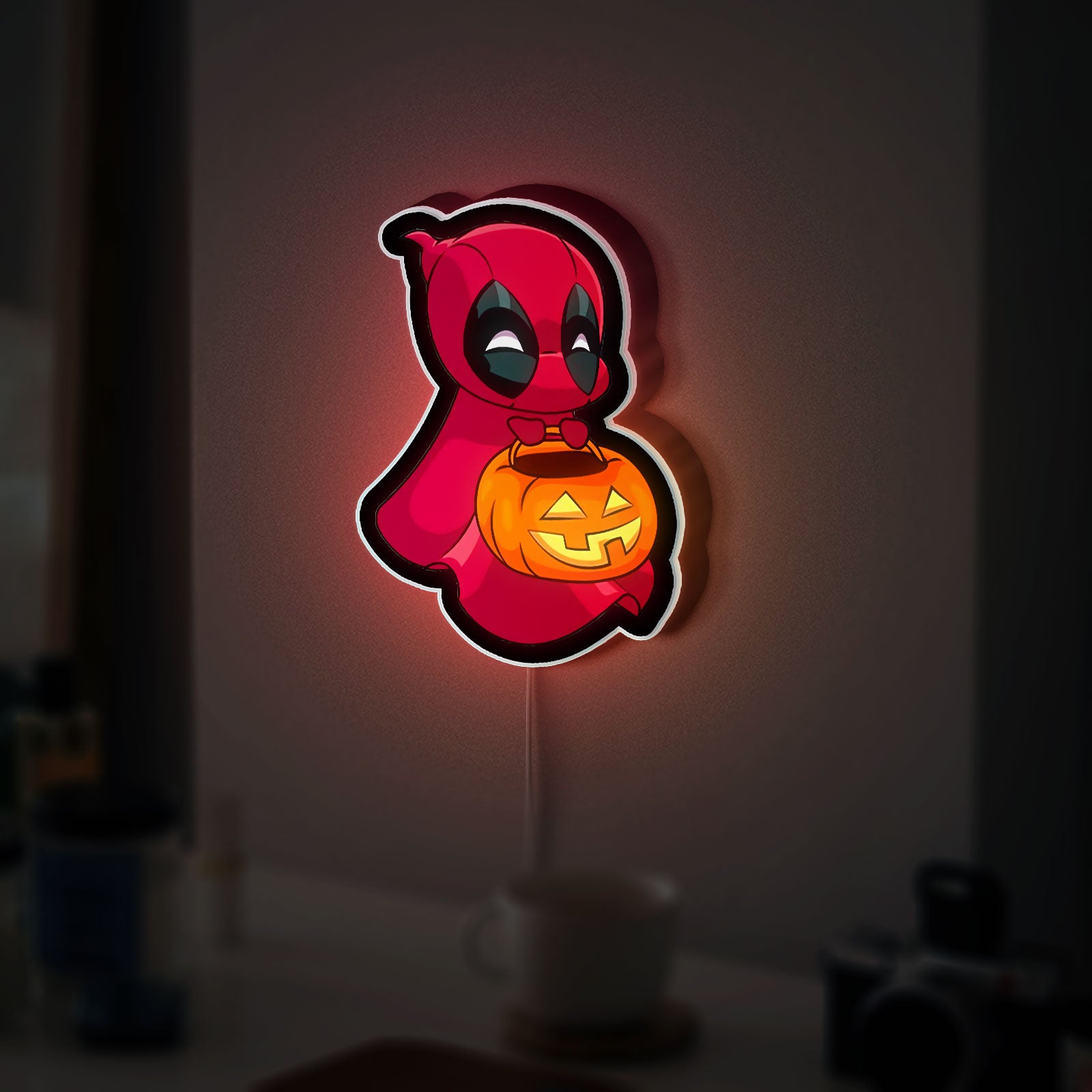 Deadpool Ghost Glow Light - Marvel Halloween Night Lamp, Funny Superhero Decor, Cute Spooky LED Sign for Comic Fans
