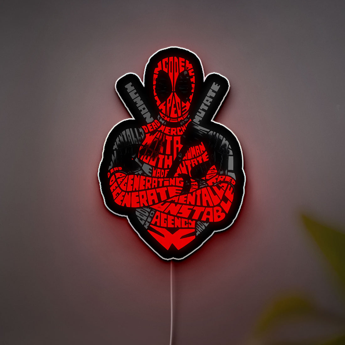 Deadpool Glow Light - Marvel Character LED Sign, Funny Superhero Night Lamp, Comic Book Wall Decor for Fans