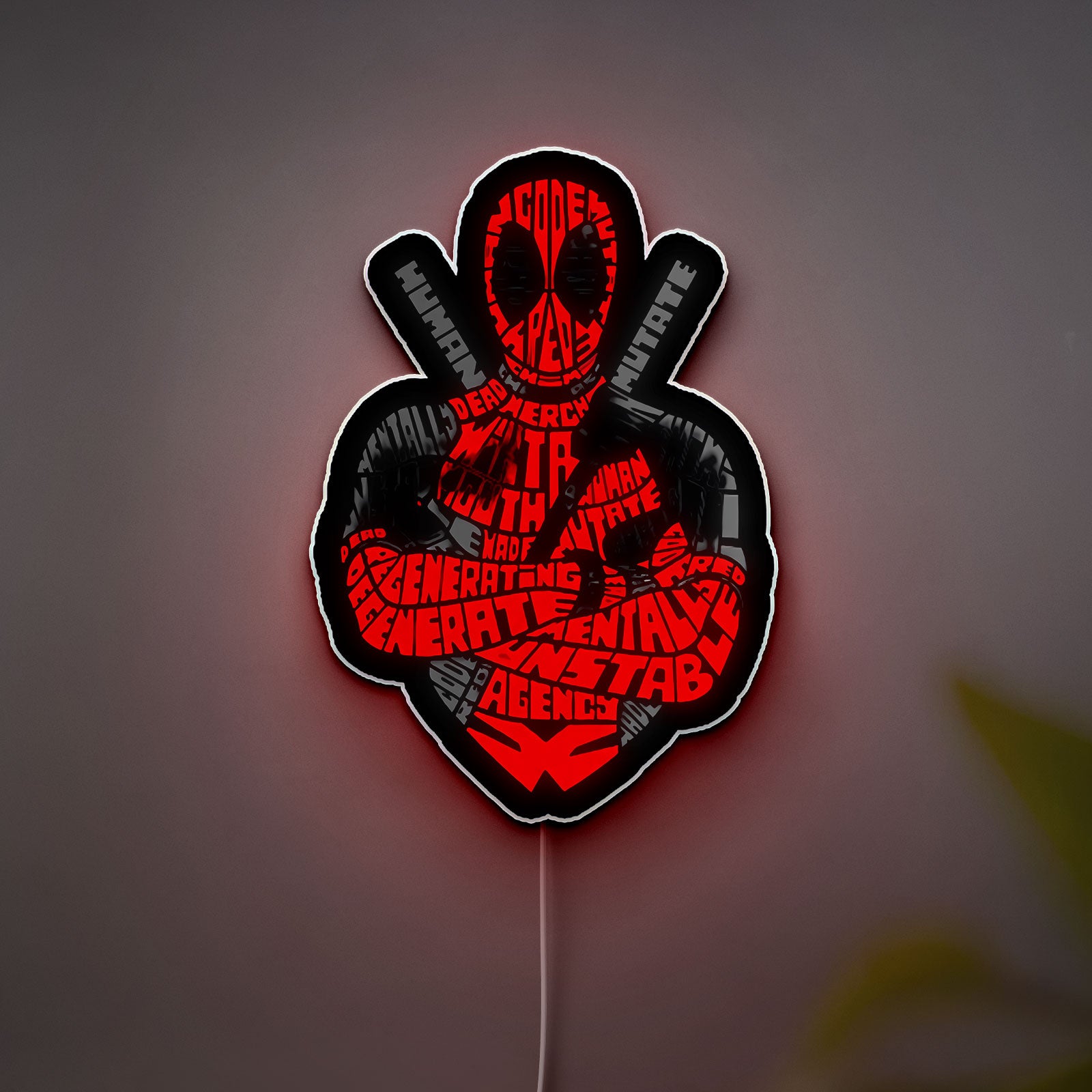 Deadpool Glow Light - Marvel Character LED Sign, Funny Superhero Night Lamp, Comic Book Wall Decor for Fans