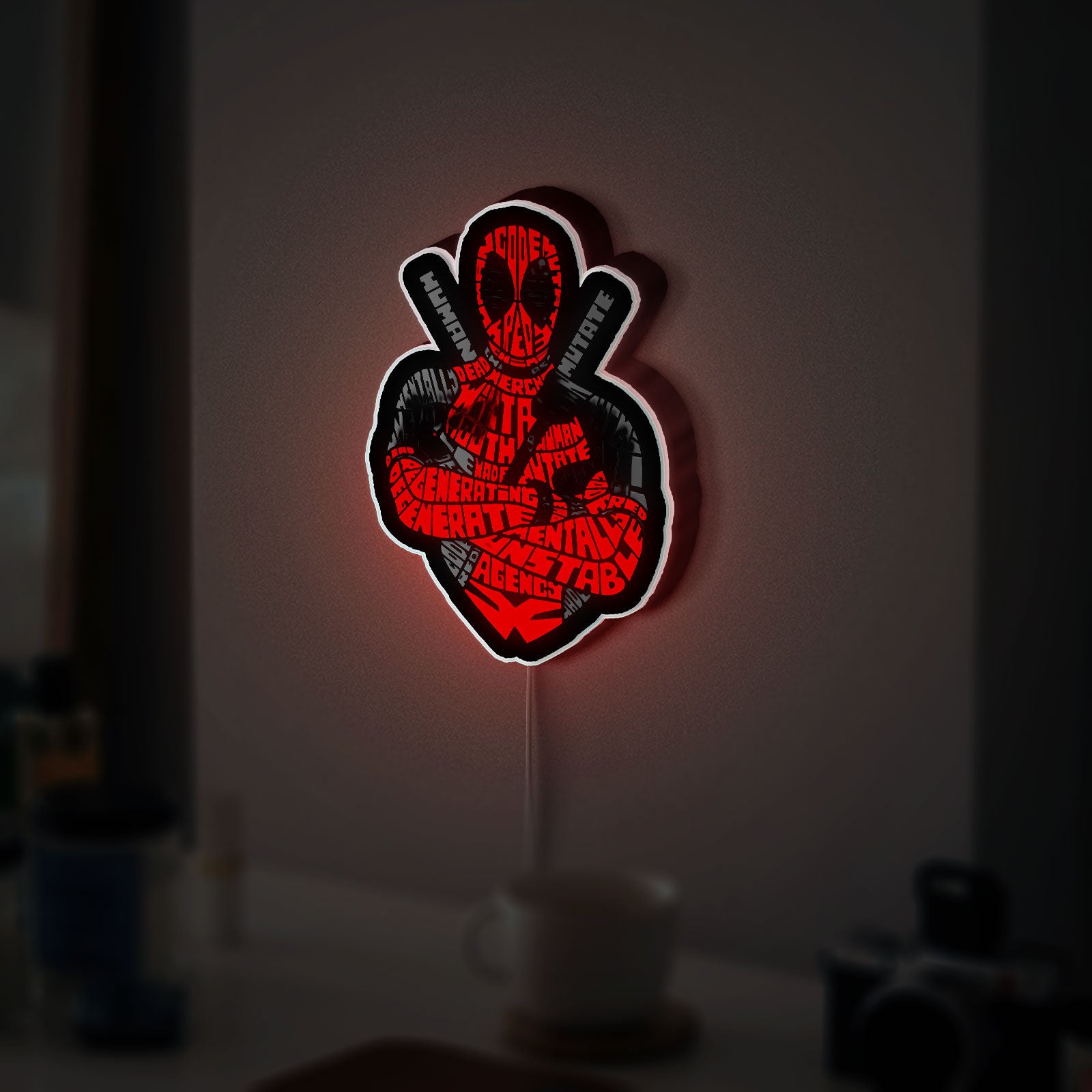 Deadpool Glow Light - Marvel Character LED Sign, Funny Superhero Night Lamp, Comic Book Wall Decor for Fans