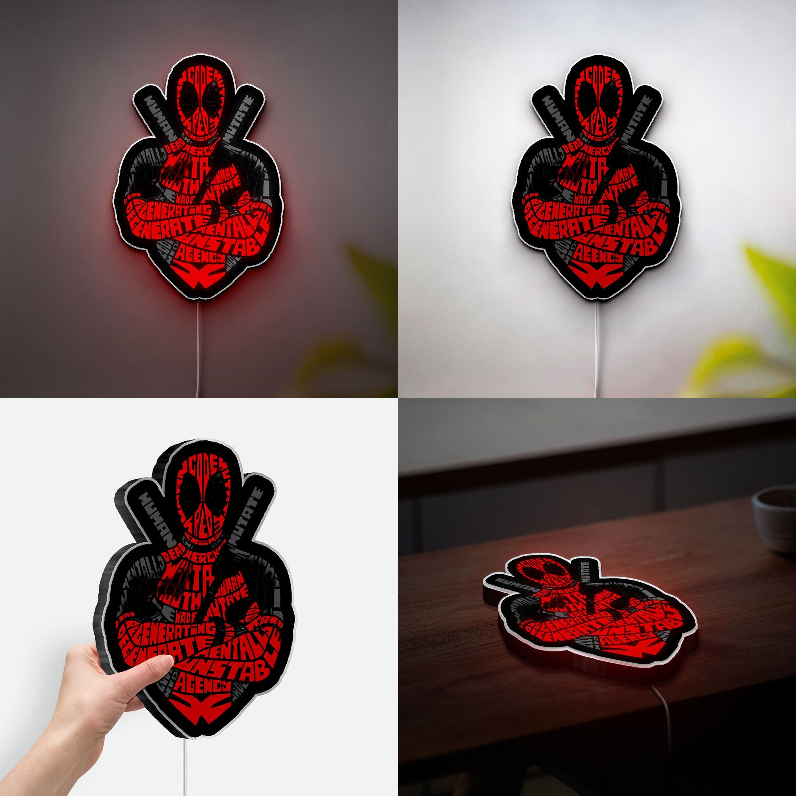 Deadpool Glow Light - Marvel Character LED Sign, Funny Superhero Night Lamp, Comic Book Wall Decor for Fans