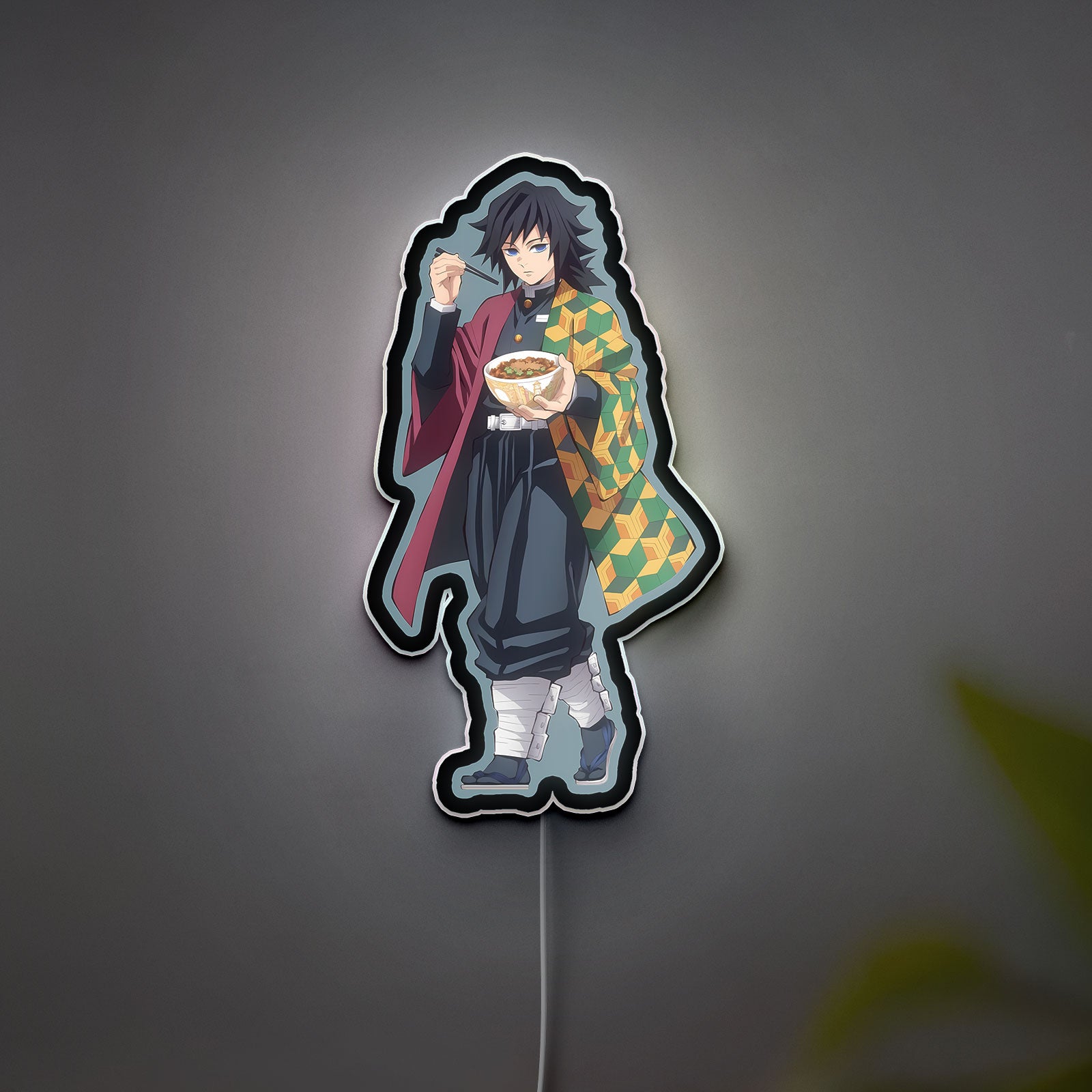 Giyu Tomioka Glow Light - Demon Slayer Night Lamp, Anime Character LED Sign, Kimetsu no Yaiba Themed Decor for Fans