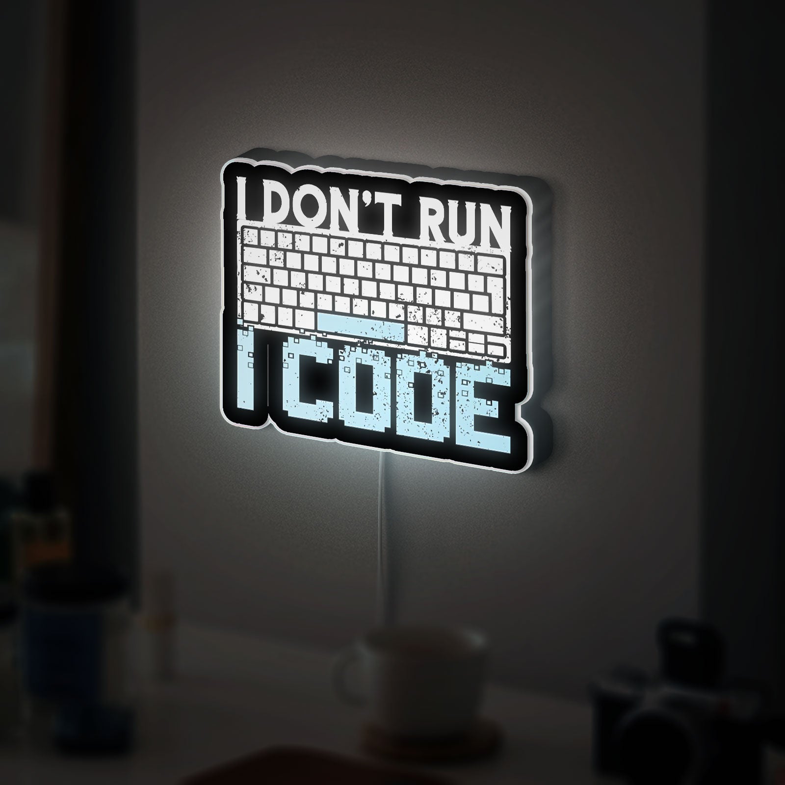 Creativity Programmer Art LED Light, I DON'T RUN I CODE Night Lamp
