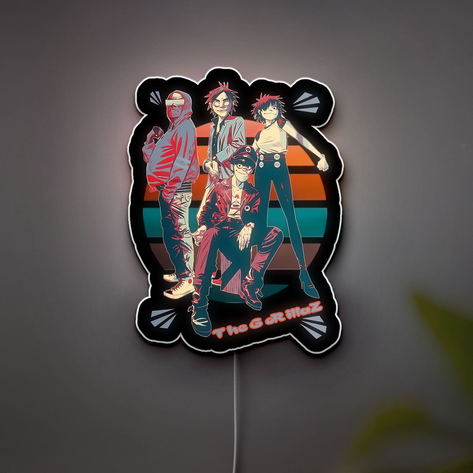 Gorillaz Glow Light - 2D Murdoc Noodle Russell Band LED Sign, Jamie Hewlett Art Inspired Night Lamp, Music Fan Room Decor