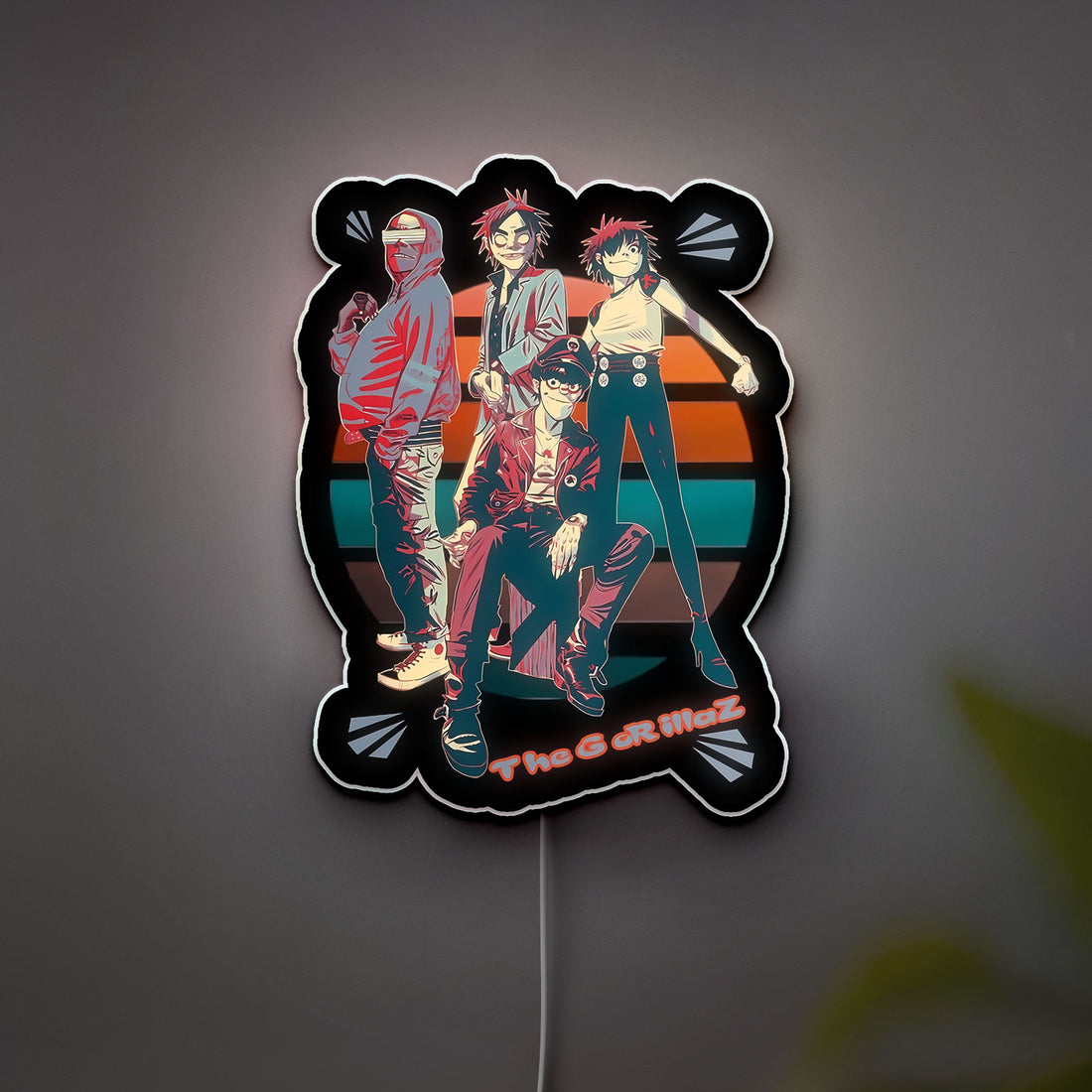 Gorillaz Glow Light - 2D Murdoc Noodle Russell Band LED Sign, Jamie Hewlett Art Inspired Night Lamp, Music Fan Room Decor