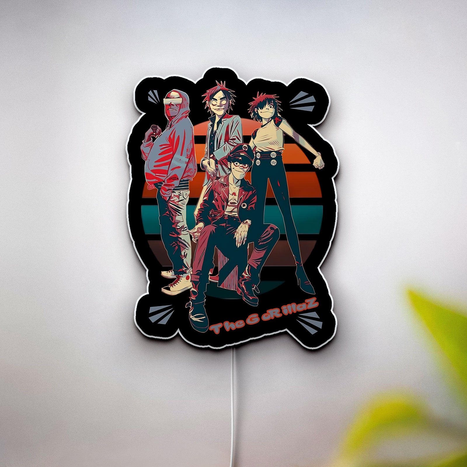 Gorillaz Glow Light - 2D Murdoc Noodle Russell Band LED Sign, Jamie Hewlett Art Inspired Night Lamp, Music Fan Room Decor