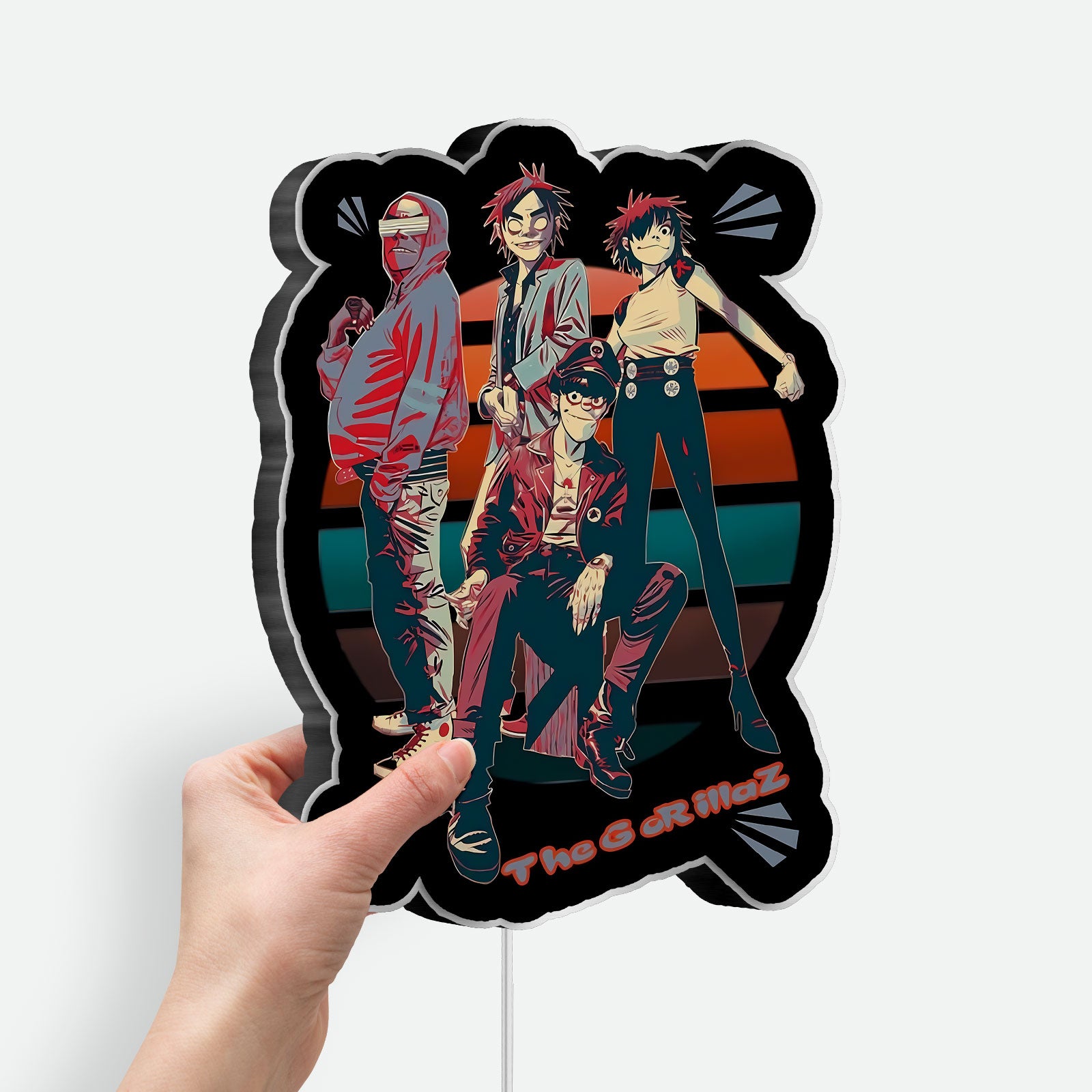 Gorillaz Glow Light - 2D Murdoc Noodle Russell Band LED Sign, Jamie Hewlett Art Inspired Night Lamp, Music Fan Room Decor