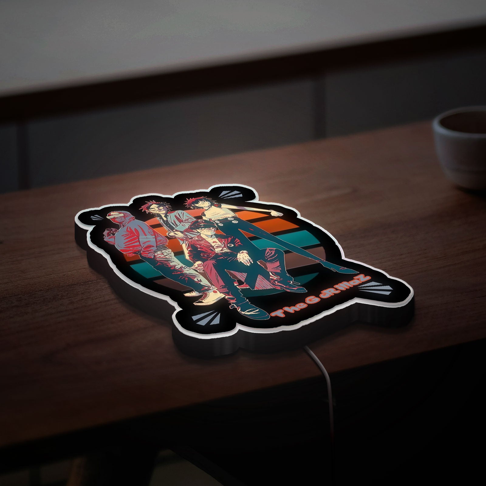 Gorillaz Glow Light - 2D Murdoc Noodle Russell Band LED Sign, Jamie Hewlett Art Inspired Night Lamp, Music Fan Room Decor
