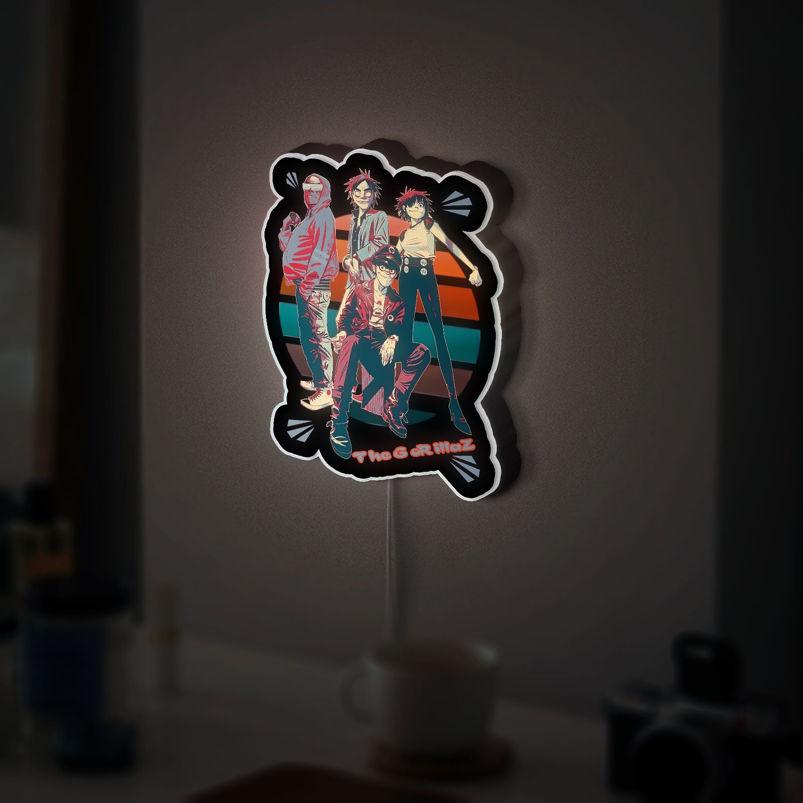 Gorillaz Glow Light - 2D Murdoc Noodle Russell Band LED Sign, Jamie Hewlett Art Inspired Night Lamp, Music Fan Room Decor