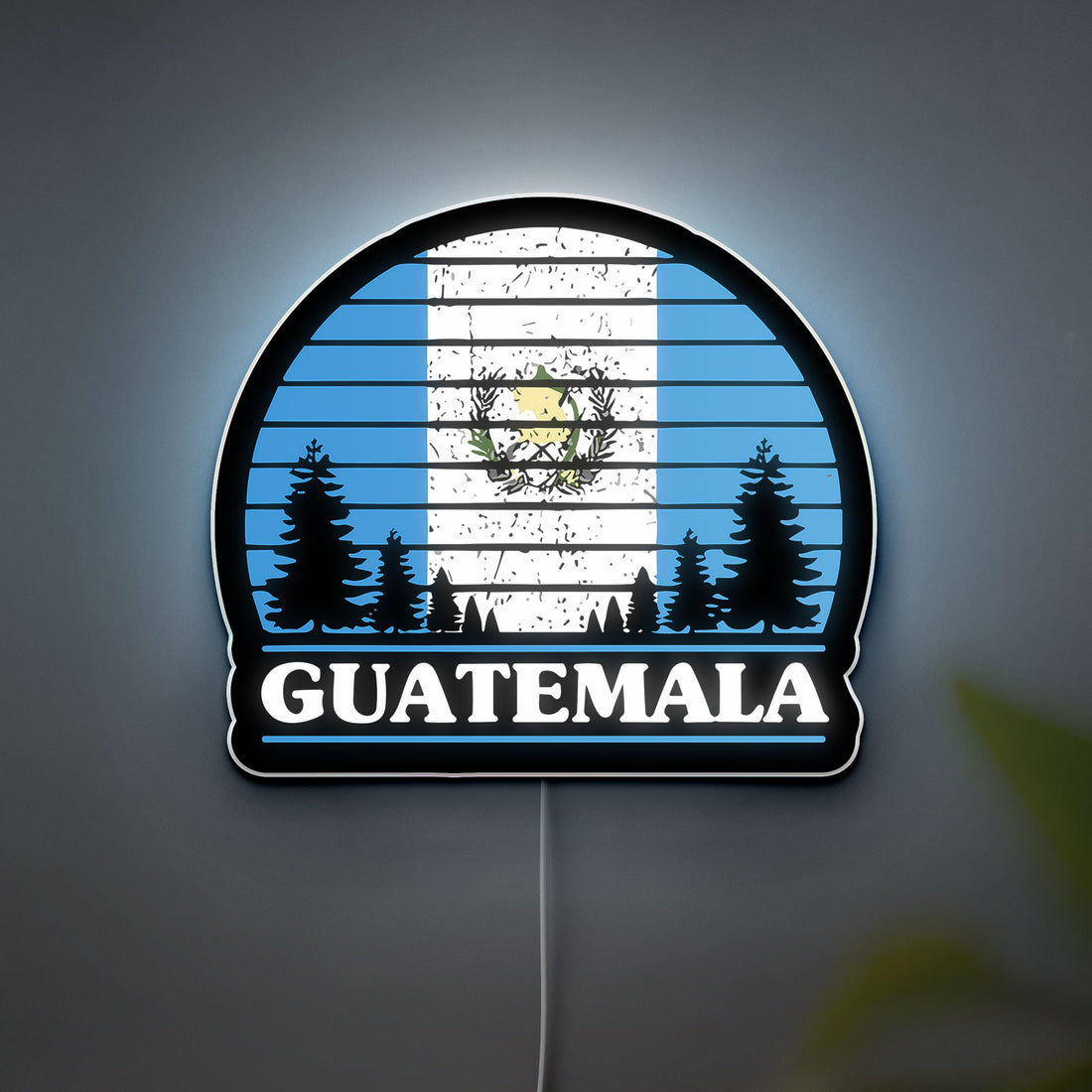 Guatemala Flag Glow Light - Patriotic Night Lamp with National Emblem, Central American Decor, Cultural Gift for Guatemalan Pride